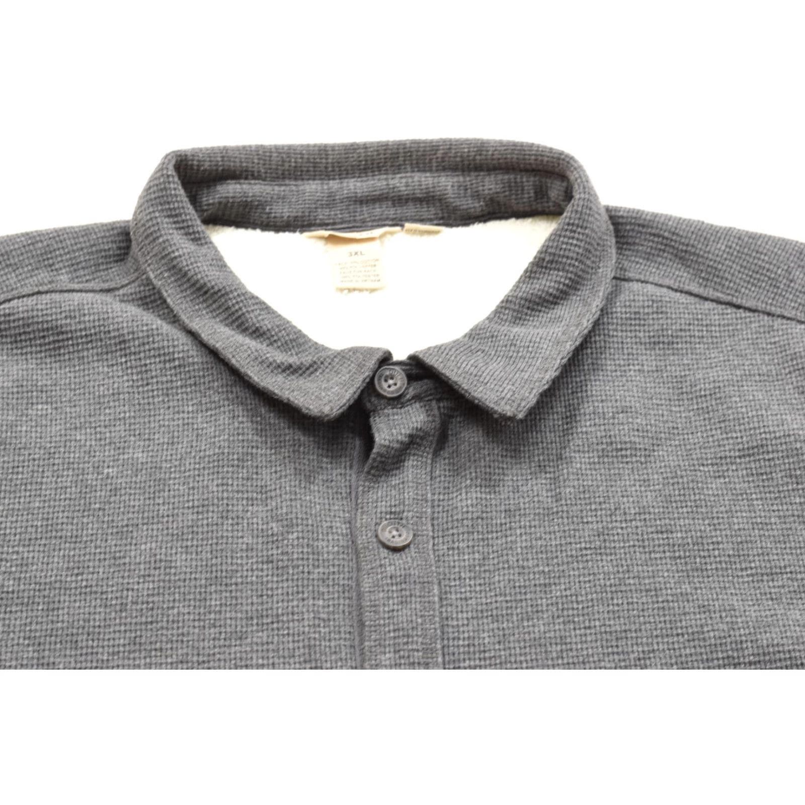 CO Duluth Men's 3XL Grey Waffle Knit Faux Fur Lined Shirt Jacket Shacket Bomber Jacket Regular Winter Fall Spring Gray Size US XXL / EU 58 / 5 - 6 Thumbnail