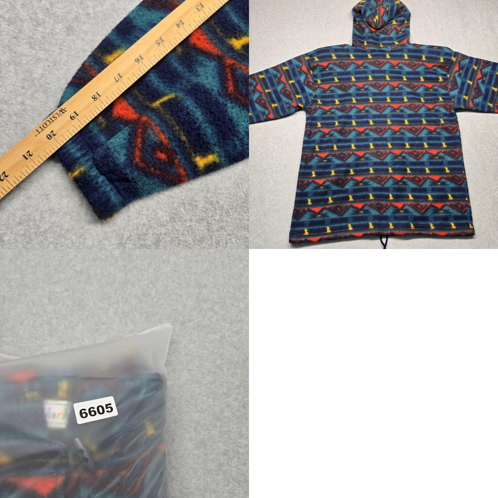 Vintage VINTAGE Malarkey Pullover Hoodie Mens Large Blue Fleece Aztec Pattern Hooded Drawstring Geometric Pattern Mens Size US M / EU 48-50 / 2 - 10 Thumbnail