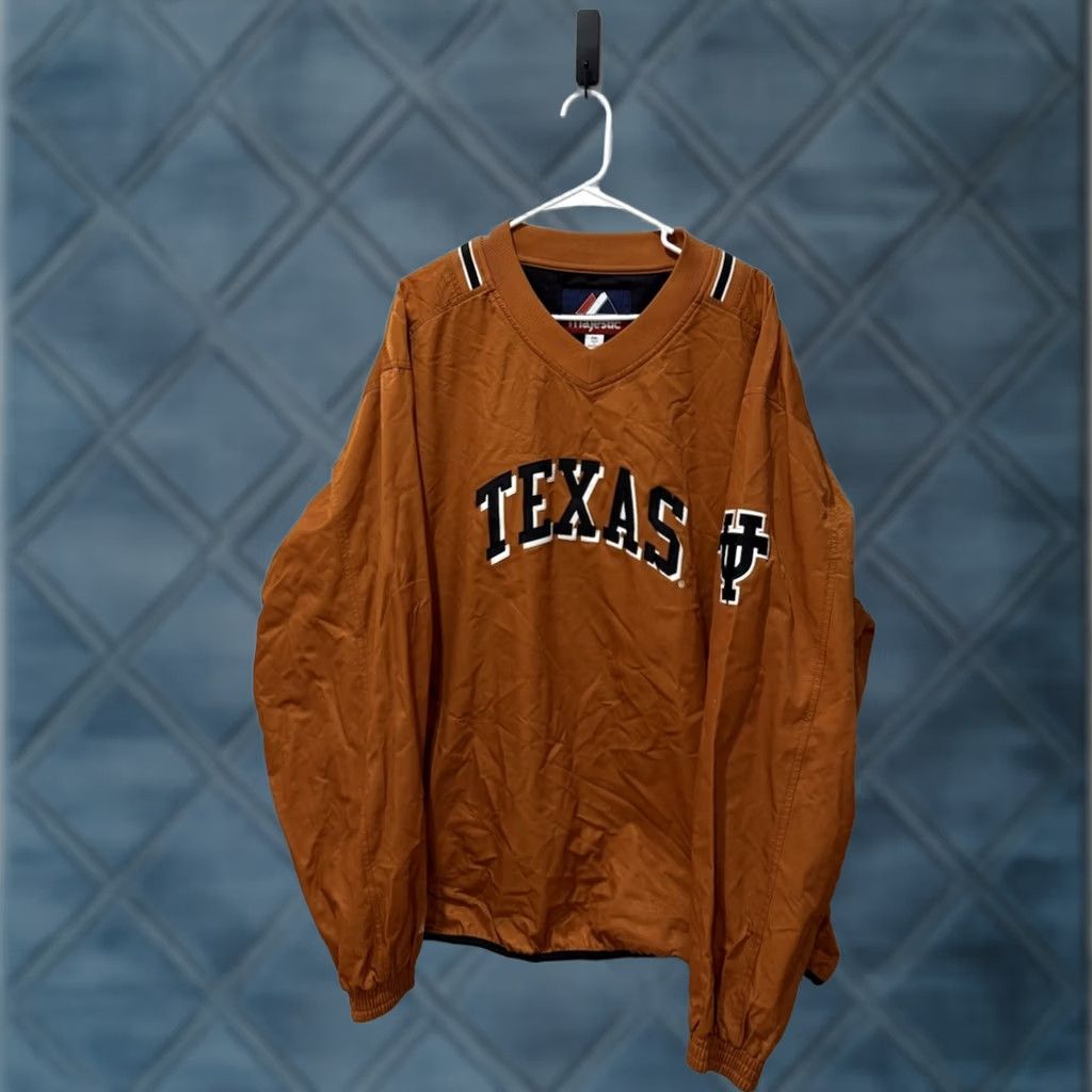 Vintage VINTAGE Majestic Texas Longhorns Windbreaker Jacket V Neck Pullover 2XL Orange Logo Men XXL Size US XXL / EU 58 / 5 - 1 Thumbnail
