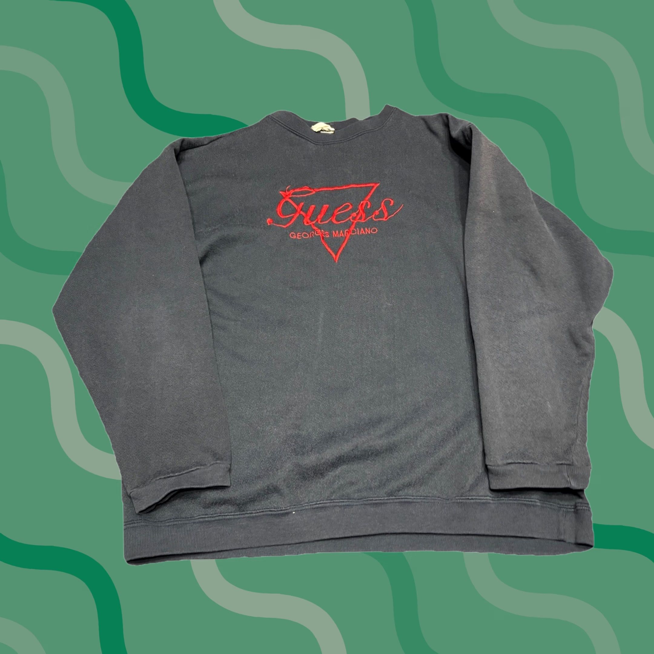 Guess VINTAGE Guess Boot 90s Sweatshirt Blue M Mens Pullover Graphic Print Embroidered Logo Knit Cotton Size US M / EU 48-50 / 2 - 1 Thumbnail