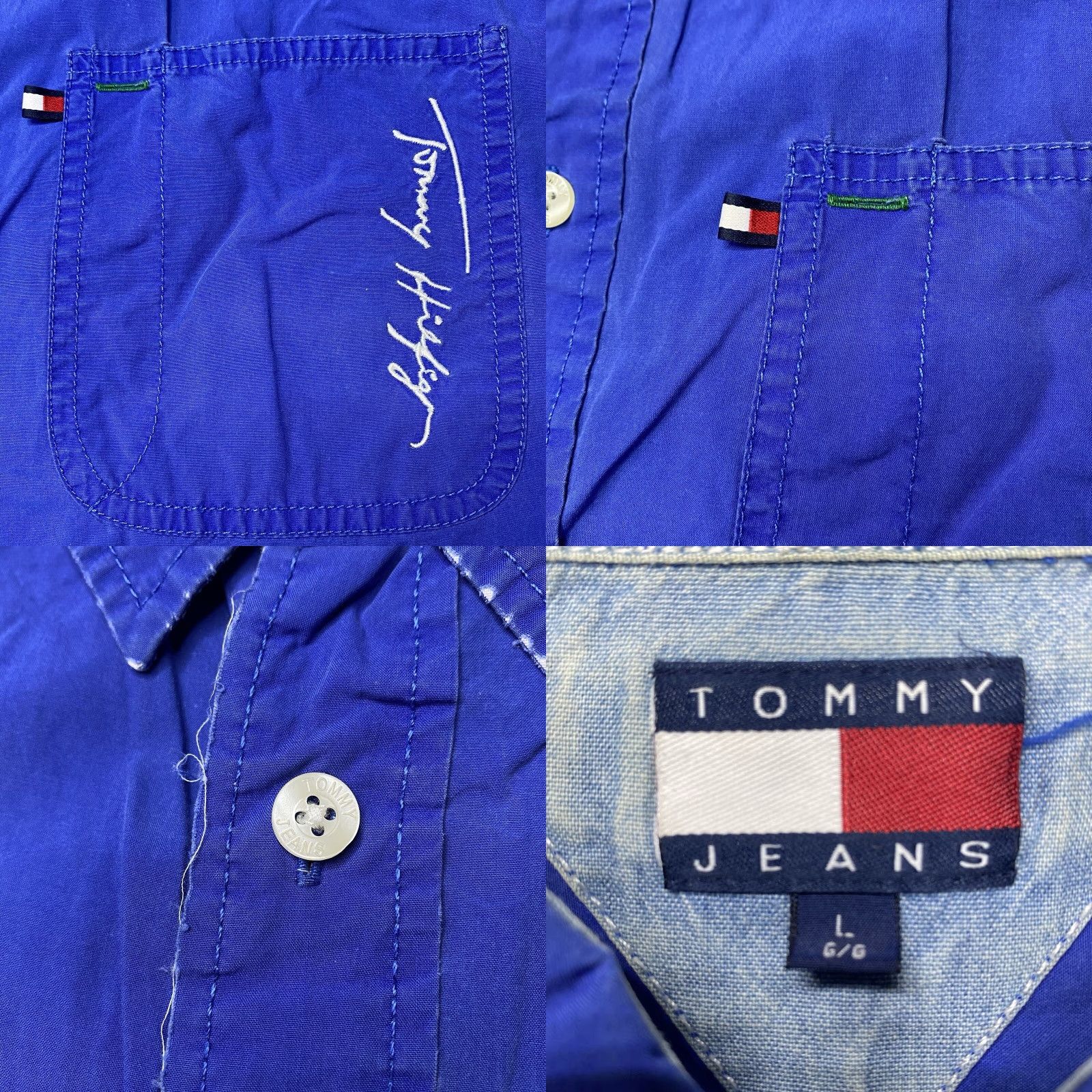 Tommy Hilfiger VINTAGE Tommy Hilfiger Shirt L Blue Button-Up Long Sleeve Distressed Rare Embroidered 90s Sailing Gear Mens Casual Size US L / EU 52-54 / 3 - 11 Thumbnail
