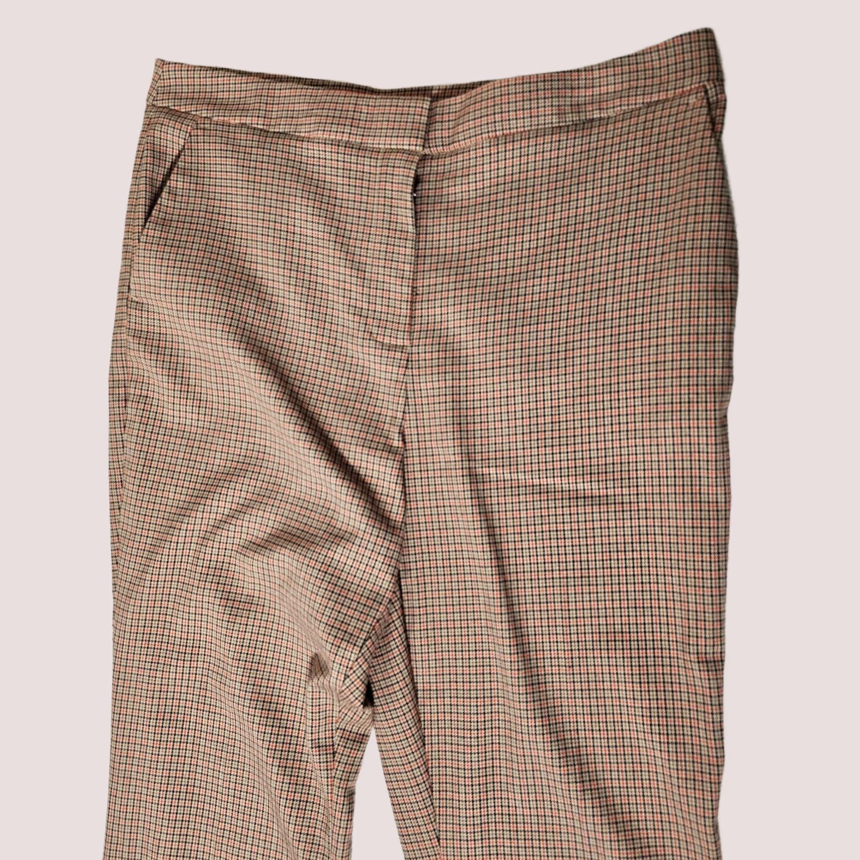 Vince Camuto Vince Camuto Dress Pants Women Houndstooth High Waist Straight Leg Beige Size 12 Regular Inseam 29 Beige Size 34" / US 12 / IT 48 - 1 Thumbnail