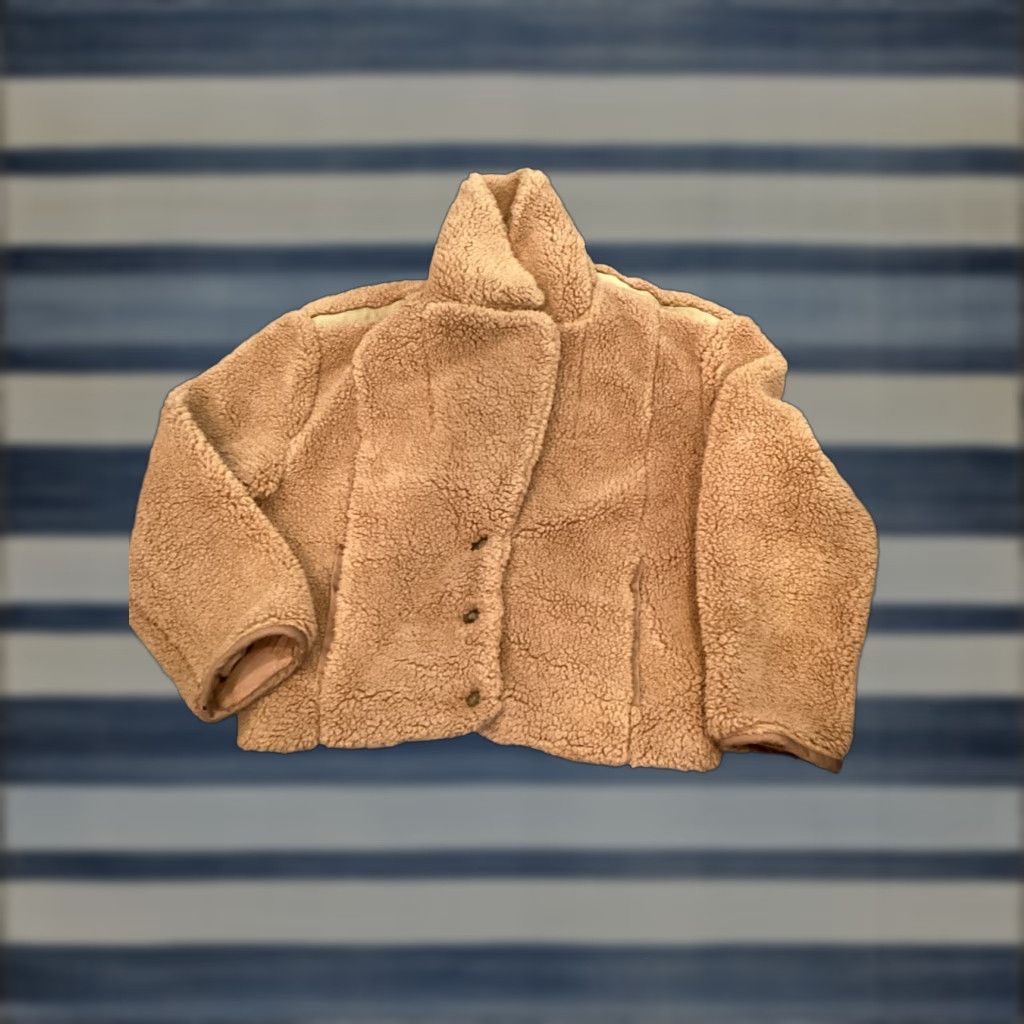 Vintage We The Free People Izzy Wrap Teddy Sherpa Fleece Jacket Women XS Brown Coat Short Size XS / US 0-2 / IT 36-38 - 1 Thumbnail