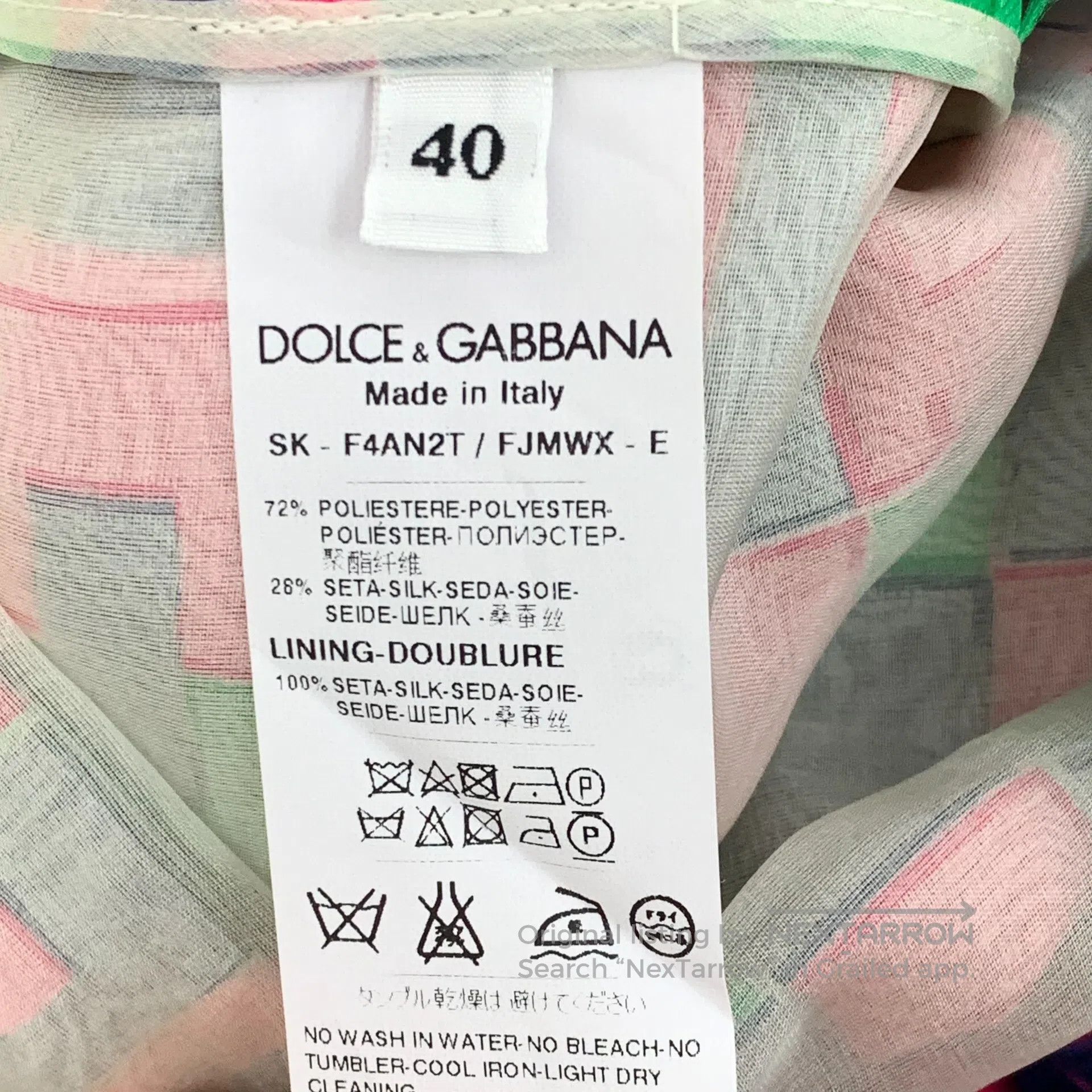 Dolce & Gabbana Dolce Gabbana Color block check satin fringed casual half Size 39" - 6 Thumbnail