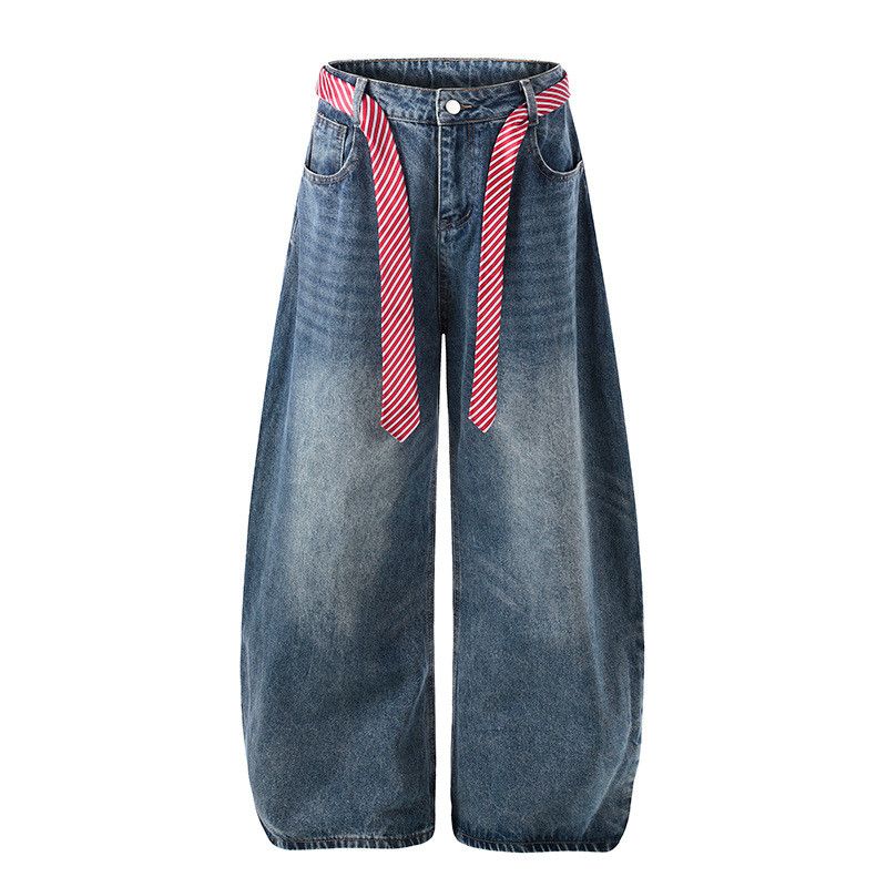 Vintage Men's American Retro Loose-Fit Wide-Leg Lace-Up Jeans Size US 32 / EU 48 - 1 Thumbnail