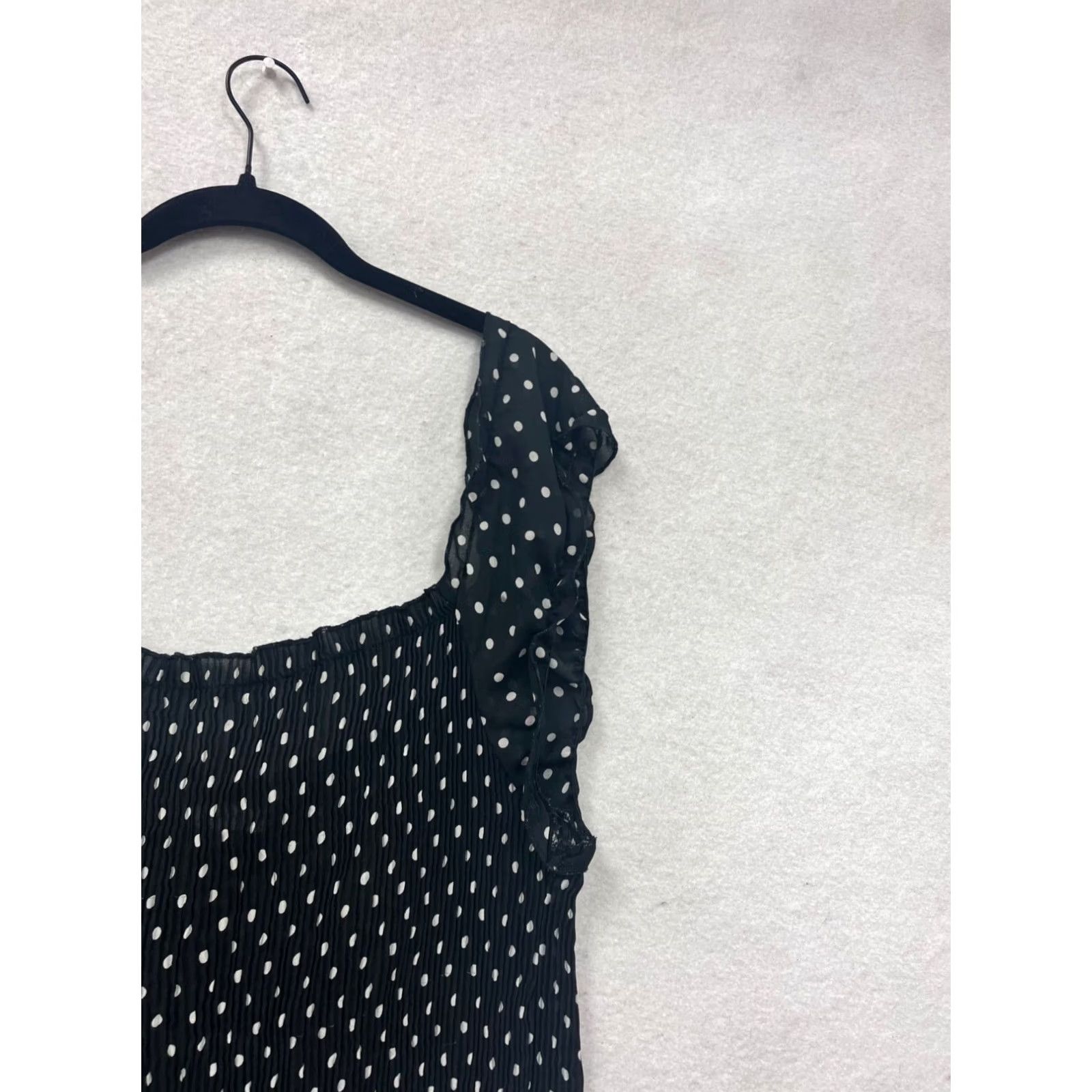 Vintage Jaipur Blouse Womens M Black Polka Dot Blouse Shirt Top Ruffled Sleeve Scoop Neck 8883 Size M / US 6-8 / IT 42-44 - 7 Thumbnail