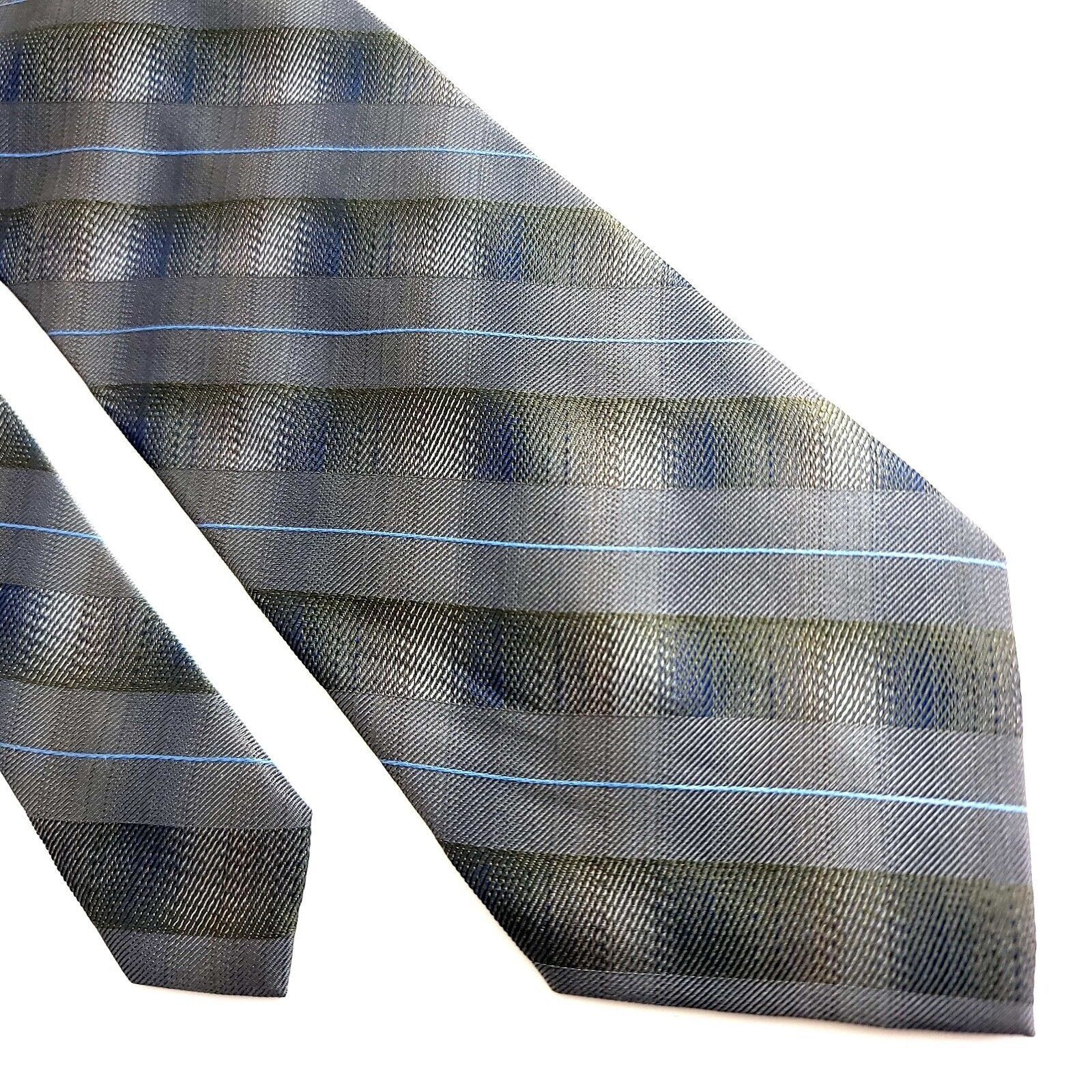 Vintage Fabio Fazio Woven Green Blue Woven Plaid Silk Tie Size ONE SIZE - 1 Thumbnail