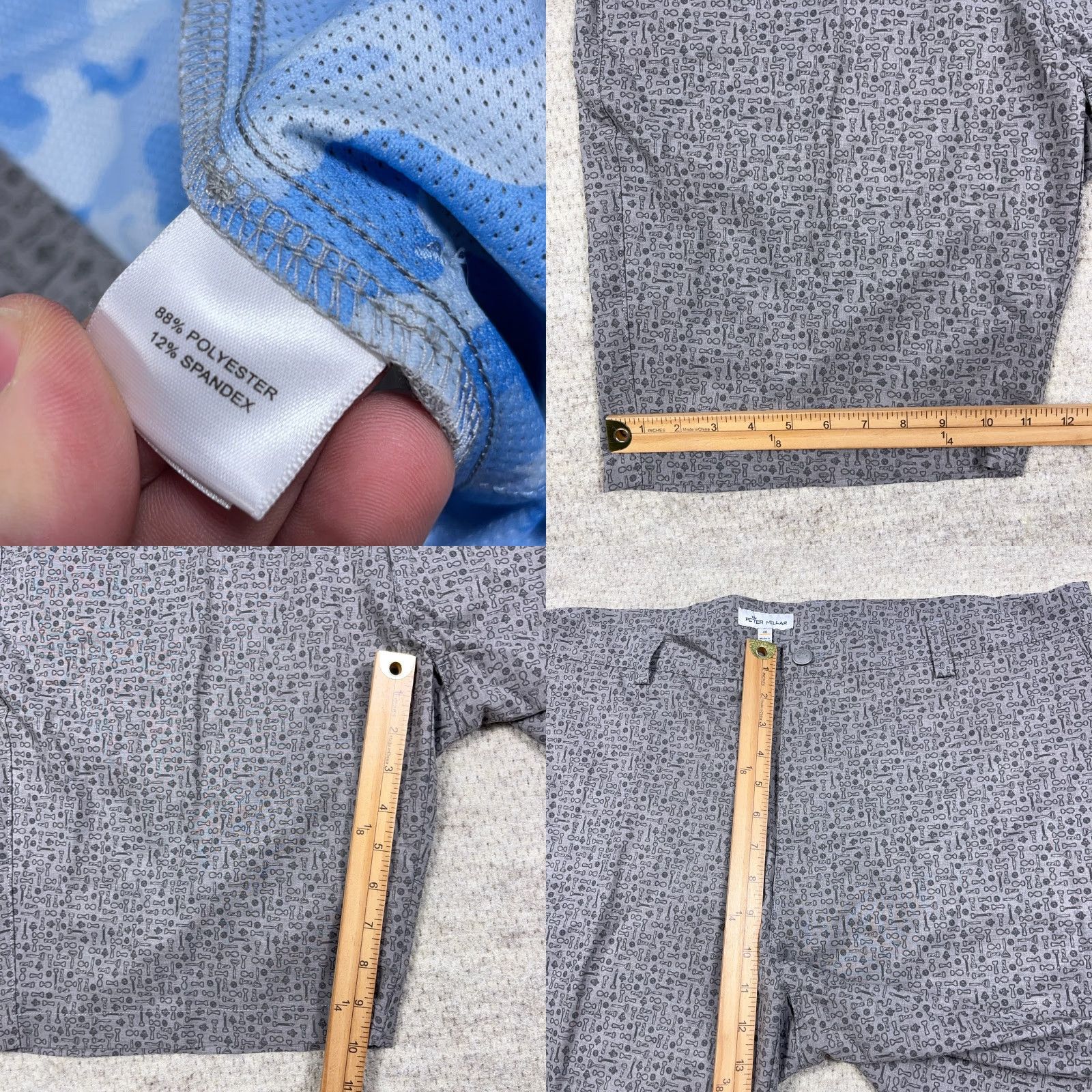 Peter Millar Peter Millar Golf Shorts Men 40 Gray Chino Performance Wicking All Over Print Shirt? Size US 40 / EU 56 - 8 Thumbnail