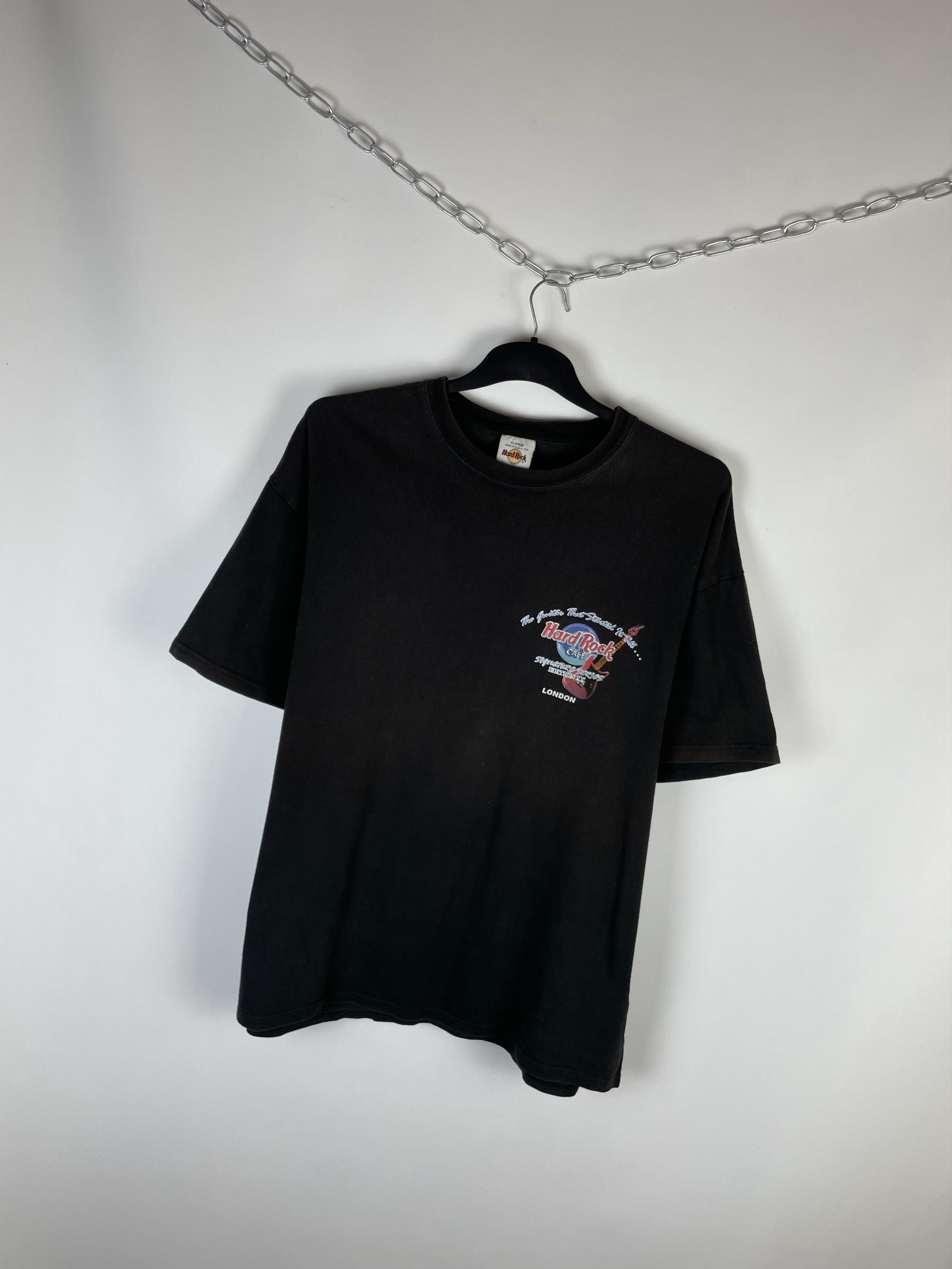 Hard Rock Cafe Crazy Vintage 90s Hard Rock Cafe London Faded Black Tee Size US XL / EU 56 / 4 - 2 Thumbnail