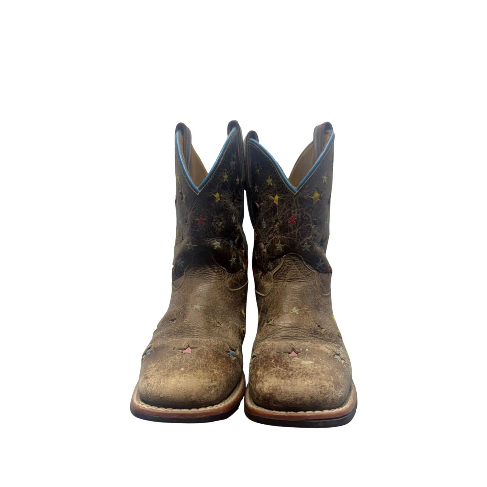 Ariat Ariat Western Boots Star Print Leather Brown Blue Trim Size 8 Womens Size US 8 / IT 38 - 2 Thumbnail