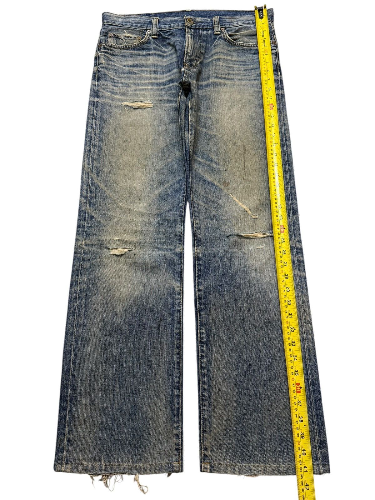 Uniqlo Vintage Y2K Uniqlo Mud Wash Whiskers Distress Wide Leg Loose Size US 34 / EU 50 - 10 Thumbnail