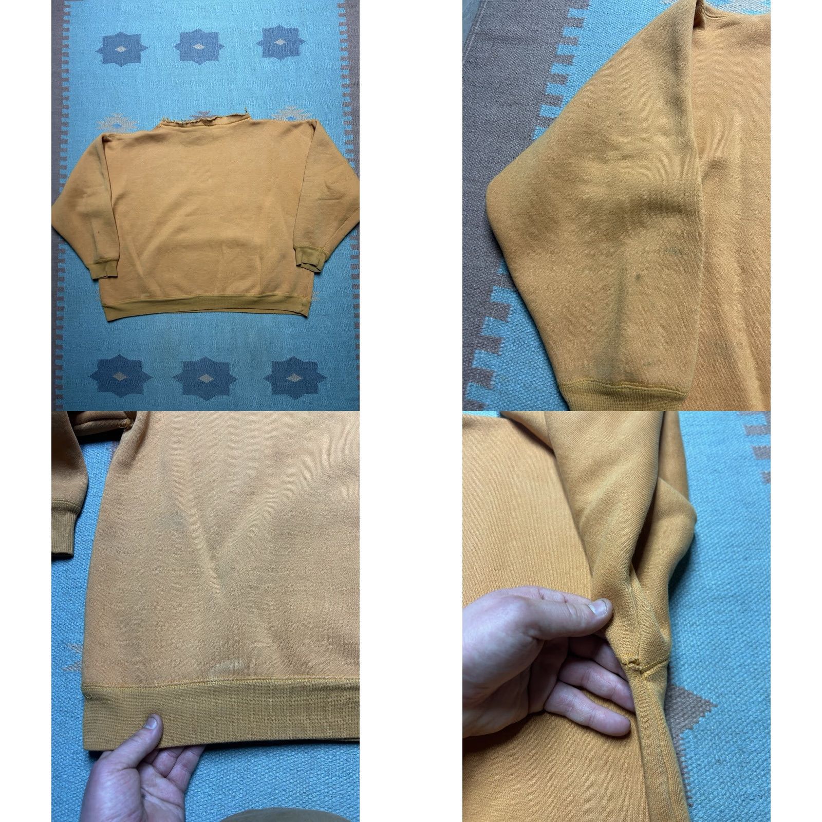 Vintage VINTAGE Sweatshirt Pullover Men's Orange Heavy Cotton Knit Boxy XXL/3XL Cotton Knit Sweatshirt Size US XXL / EU 58 / 5 - 8 Thumbnail