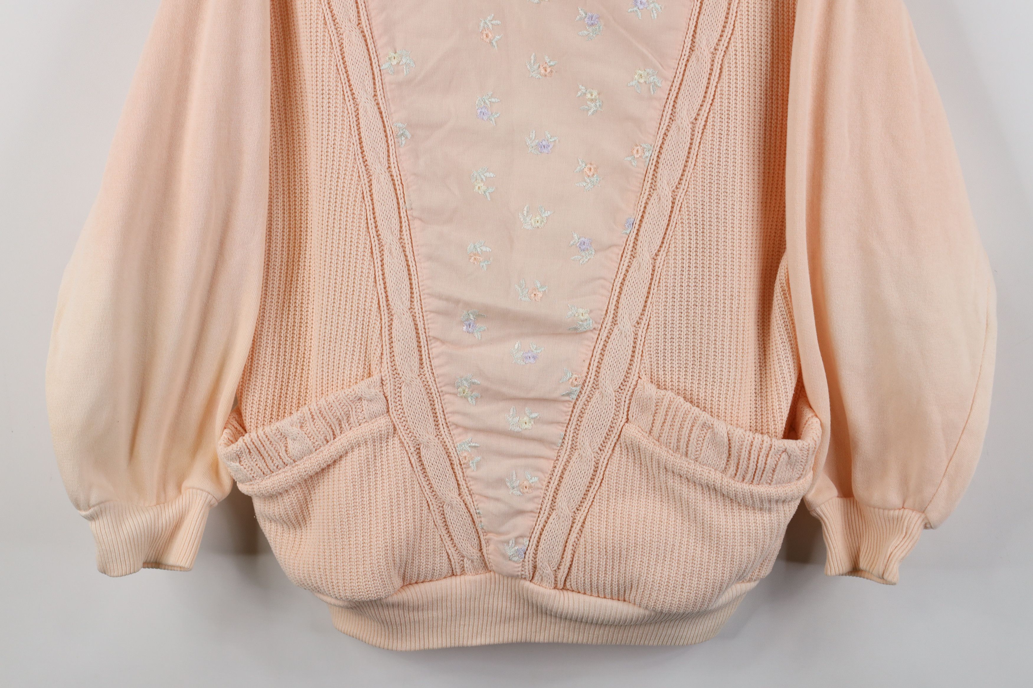 Vintage Vintage 90s Streetwear Knit Flower Crewneck Sweatshirt Pink Size M / US 6-8 / IT 42-44 - 3 Thumbnail