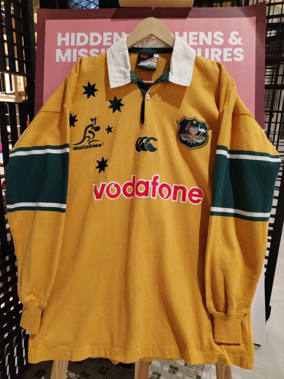 image of Canterbury Of New Zealand x Vintage 90's Canterbury Wallabies Vodafone Polo Rugby Shirt in Yellow (