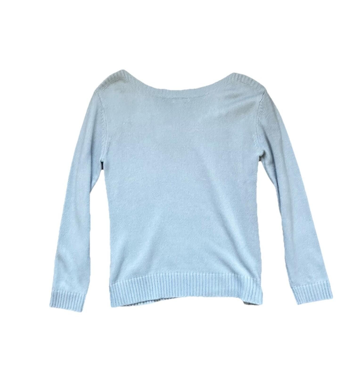 Other New York & Company Sweater Knit Snowflake Beaded Light Blue Size L / US 10 / IT 46 - 4 Thumbnail