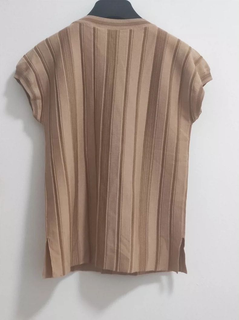 Loro Piana LORO PIANA Striped cashmere knit short-sleeved top Size S / US 4 / IT 40 - 2 Thumbnail