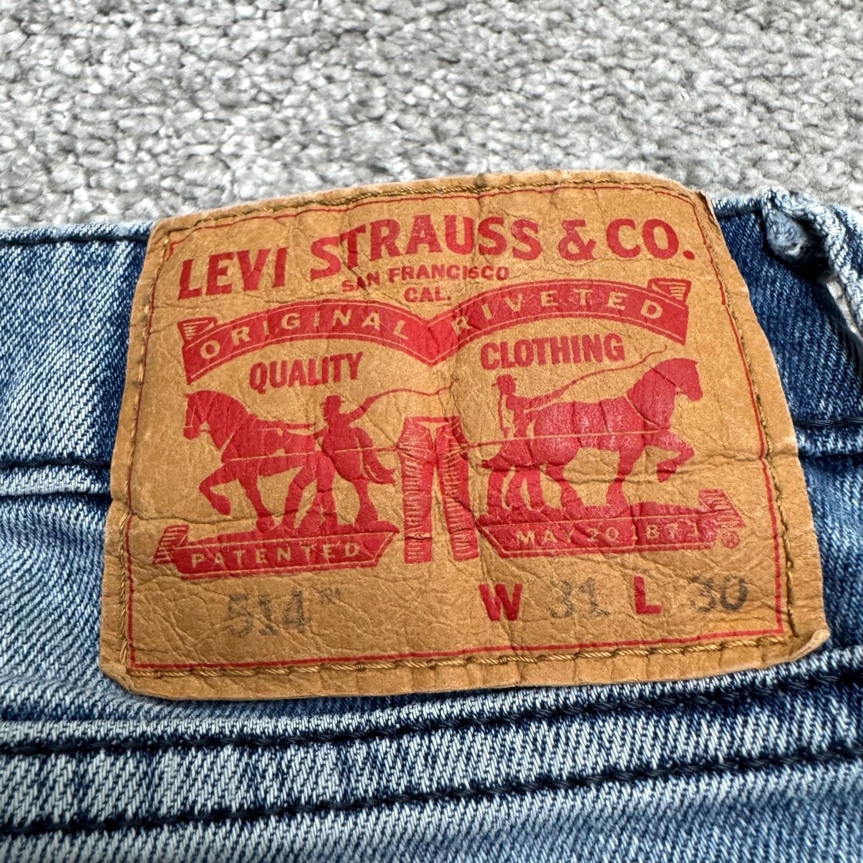 Levi's Levi's 514 Straight Denim Jeans Mens 31x30 Blue Light Wash Cotton Casual Regular Fit Size US 31 - 7 Thumbnail