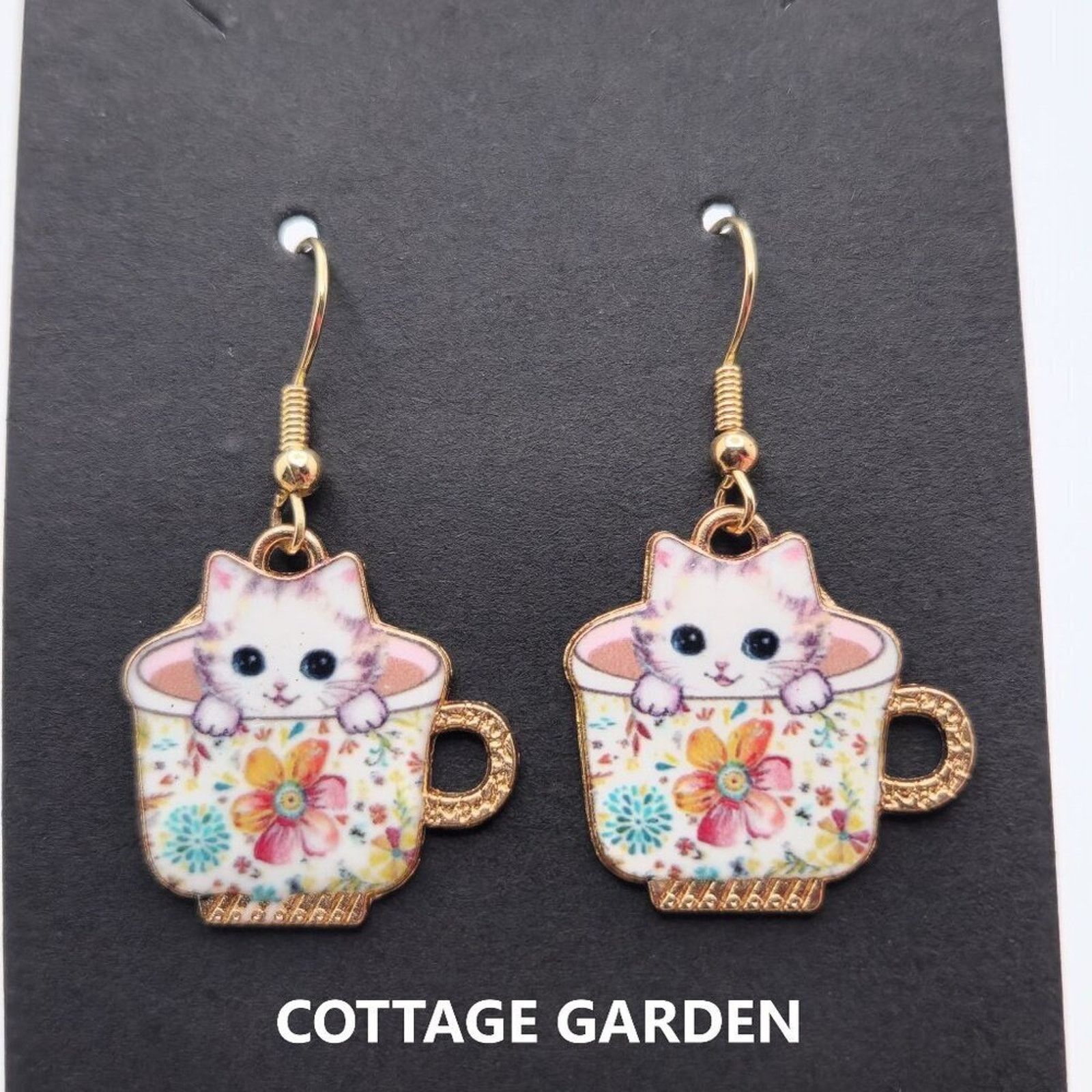 Other Calico Cat Teacup Earrings – Handmade & Customizable Size ONE SIZE - 10 Thumbnail