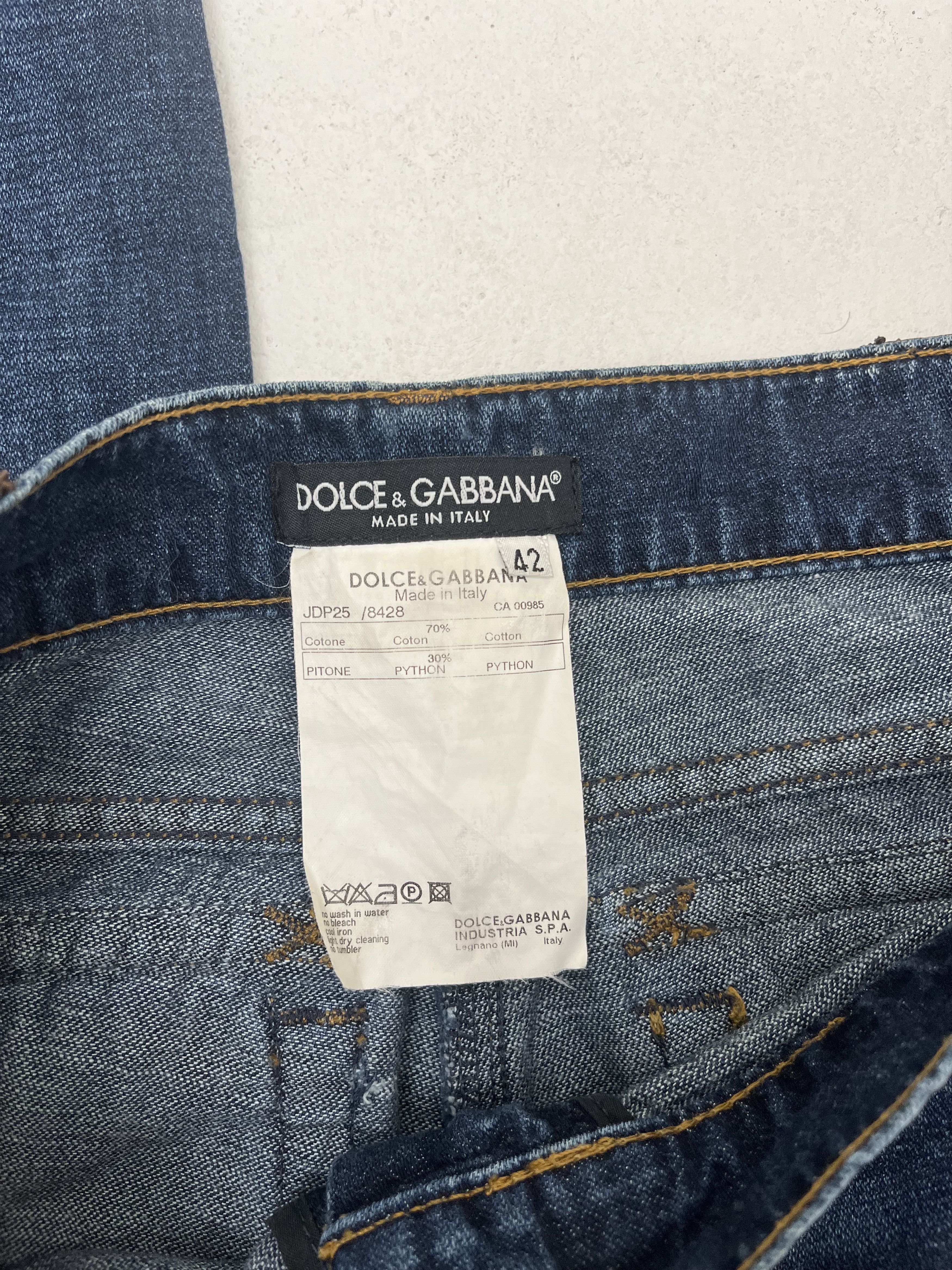 Dolce & Gabbana S/S 2005 Brown Python Leather Blue Jeans Size 28" / US 6 / IT 42 - 9 Thumbnail