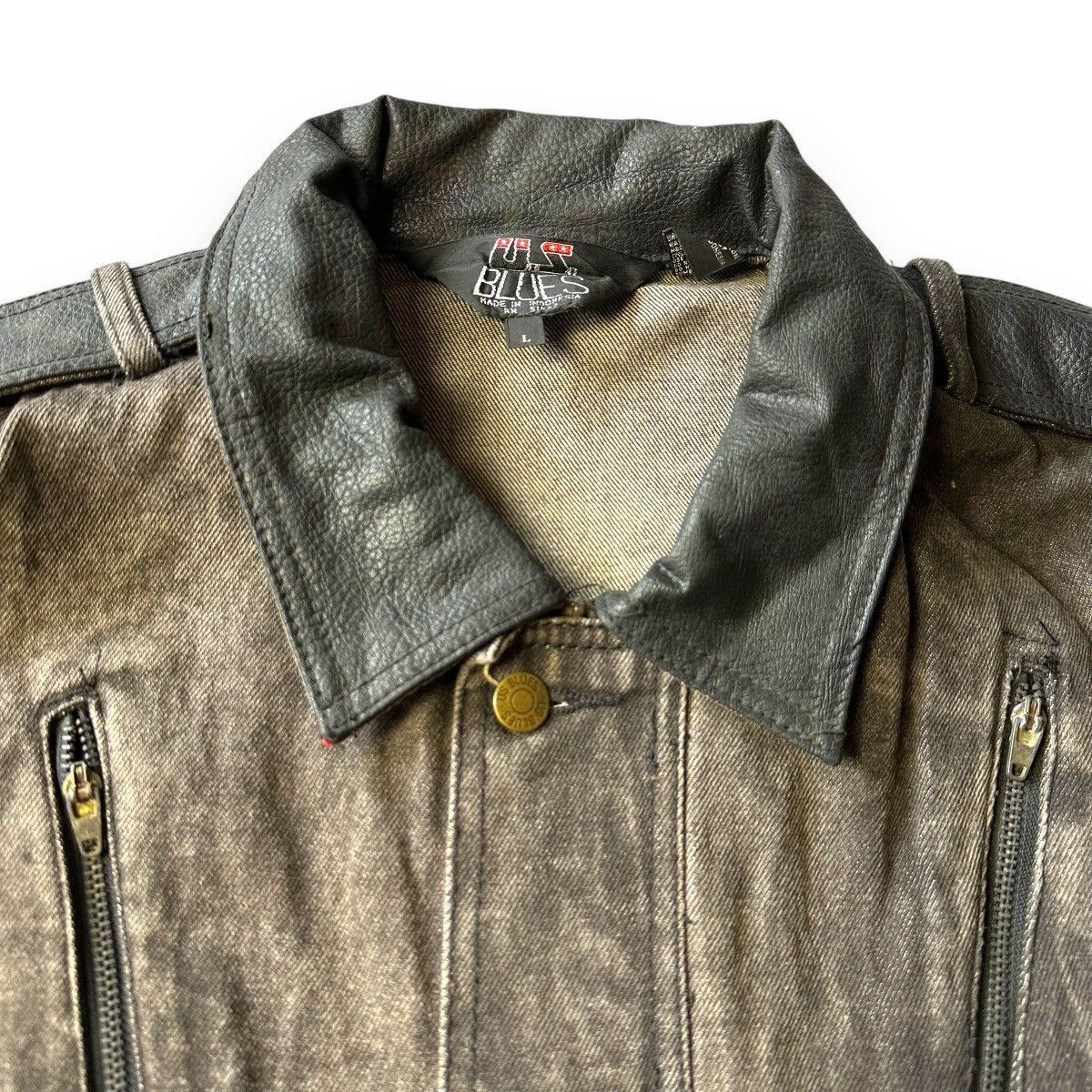 If Six Was Nine 🇯🇵 VINTAGE US BLUES DENIM + LEATHER BOMBER JACKET Size US L / EU 52-54 / 3 - 8 Thumbnail
