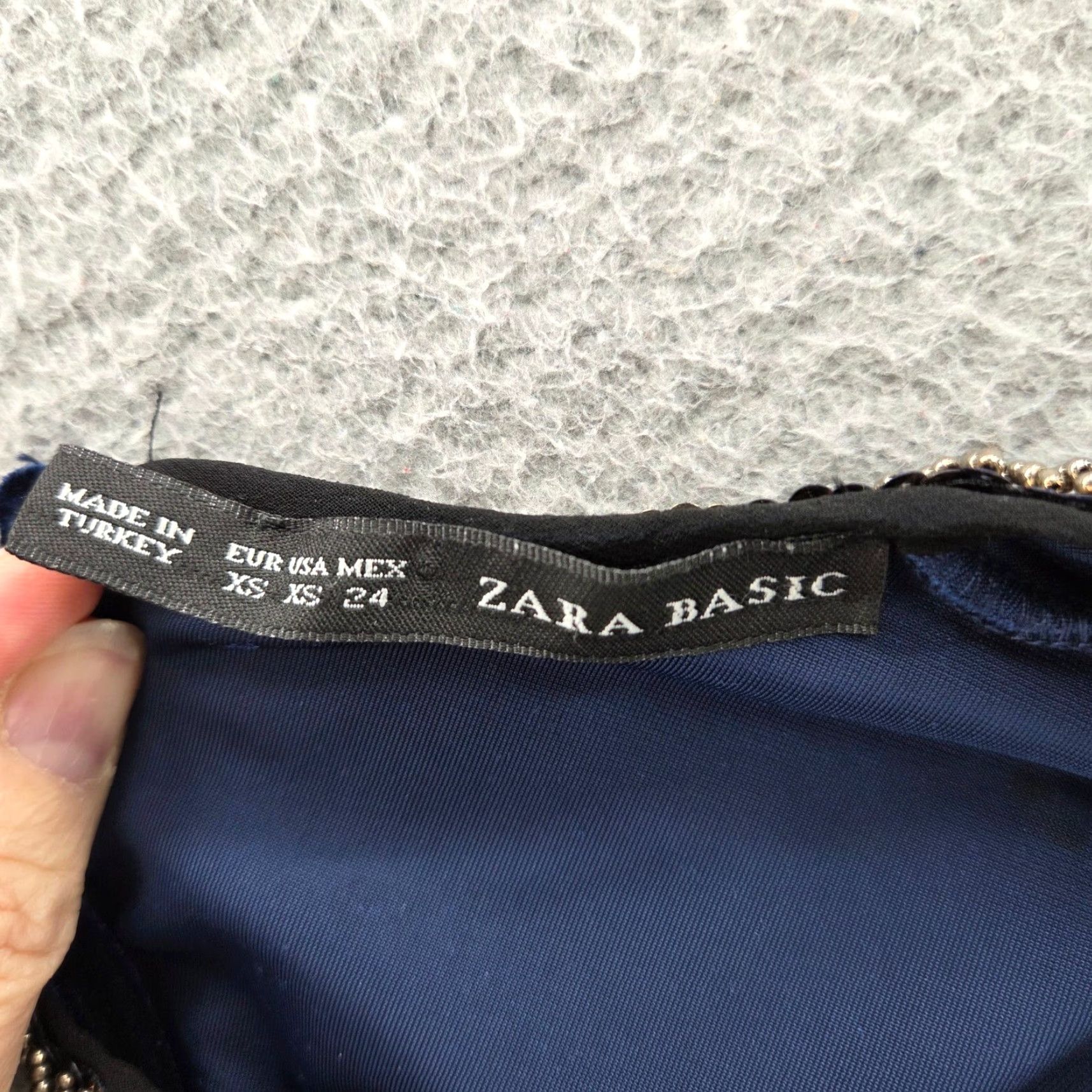 Zara Zara Womens Jumpsuit Velvet Chiffon Open Back Blue XS Cap Sleeve Party Elegant Beaded City Size 26" / US 2 / IT 38 - 7 Thumbnail
