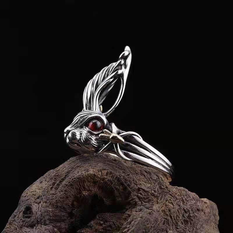 Jewelry Retro-Creative Crystal Rabbit Ring Size ONE SIZE - 1 Thumbnail