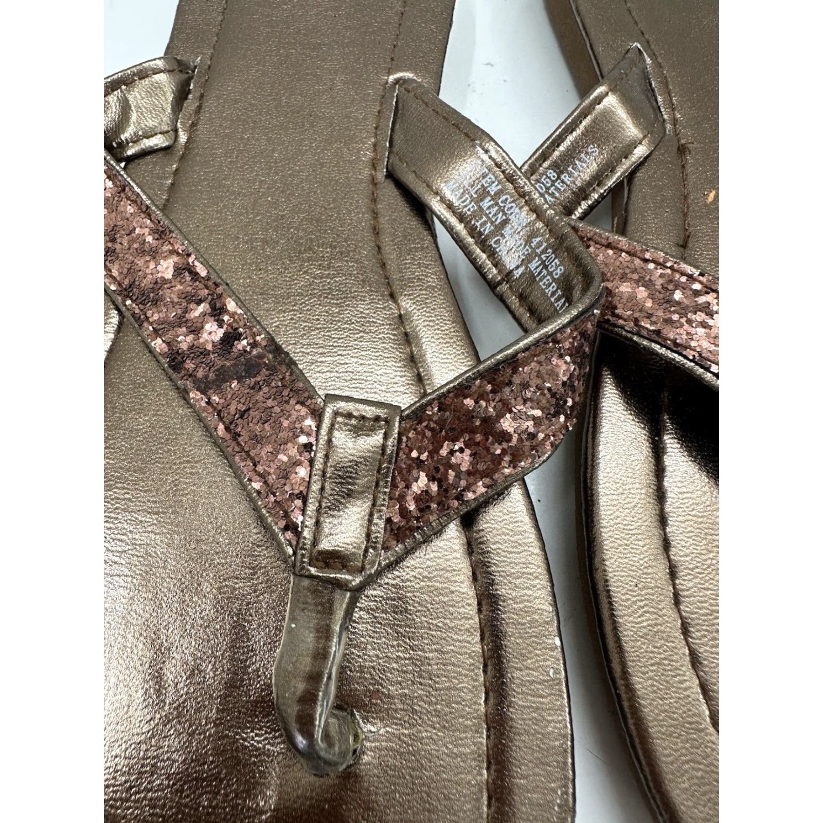 Vintage Unbranded Womens Sandals Size 6-7 Shiny Brown Glitter Thong Slip On Flats Size US 6 / IT 36 - 2 Thumbnail