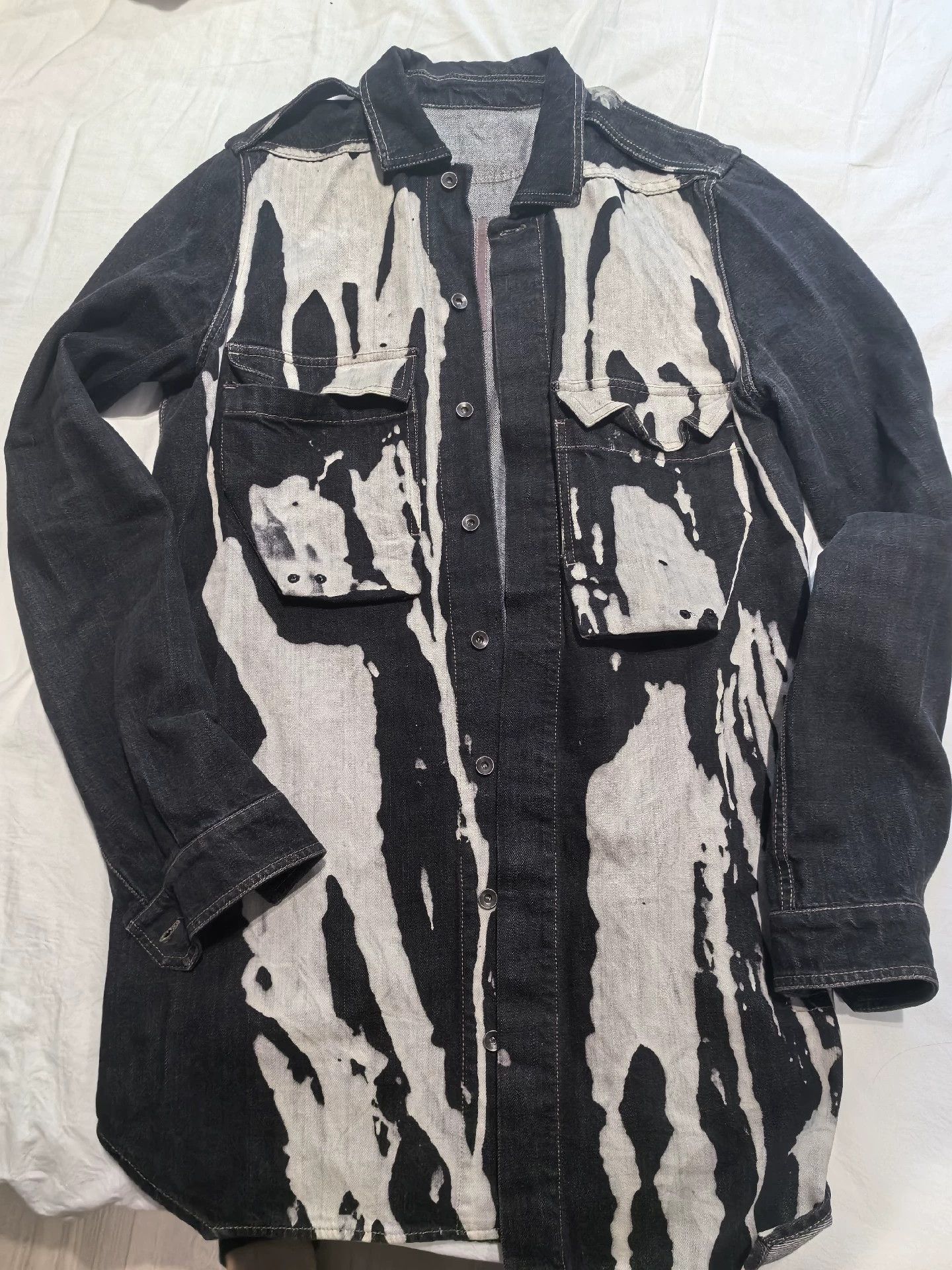 Pre-owned Rick Owens Drkshdw 16 Splash-ink Vomiting Denim Jacket -dmc In Black