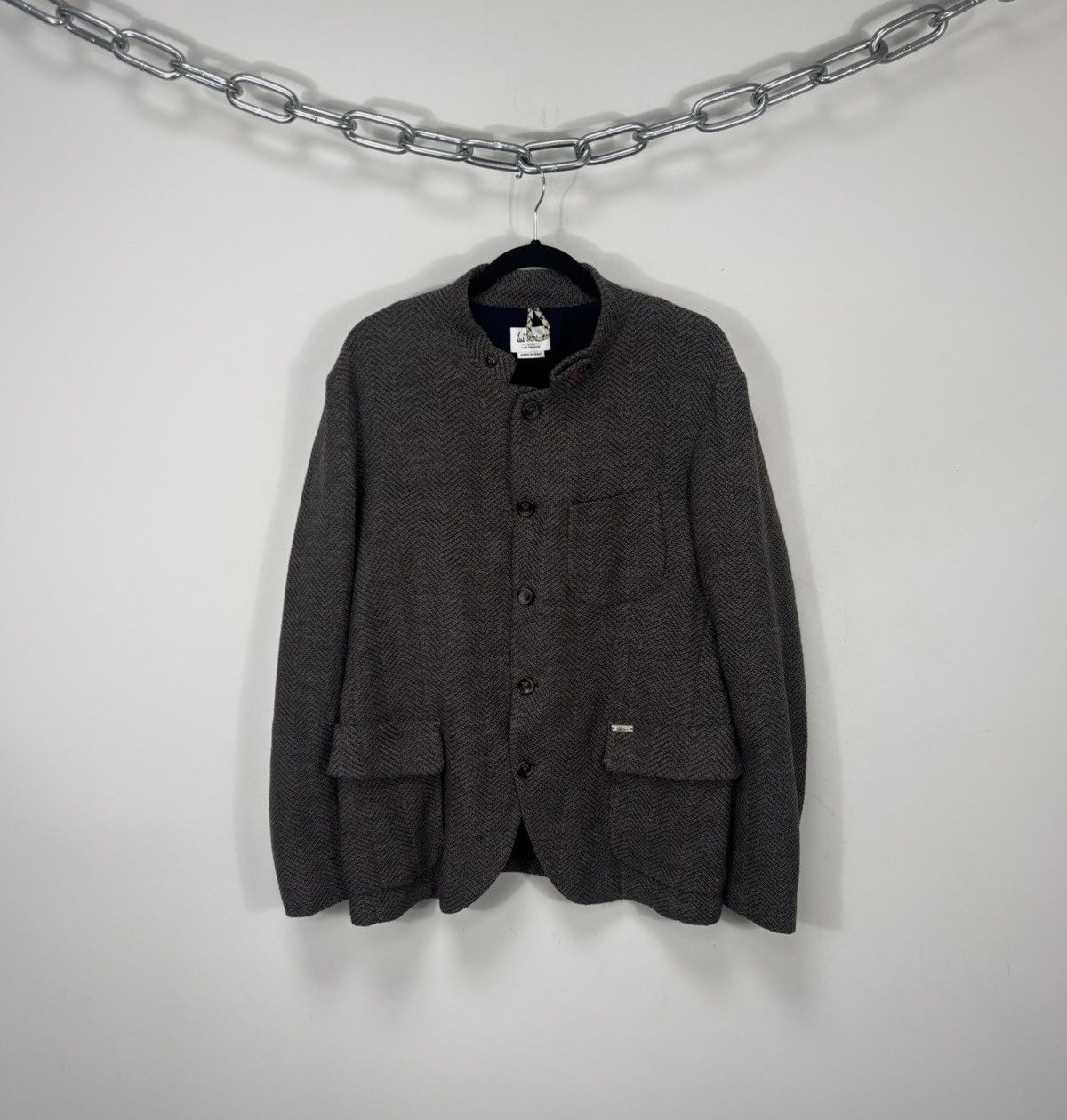 Other Luis Trenker Men’s Herringbone Brown Wool Collar Jacket Size US L / EU 52-54 / 3 - 2 Thumbnail