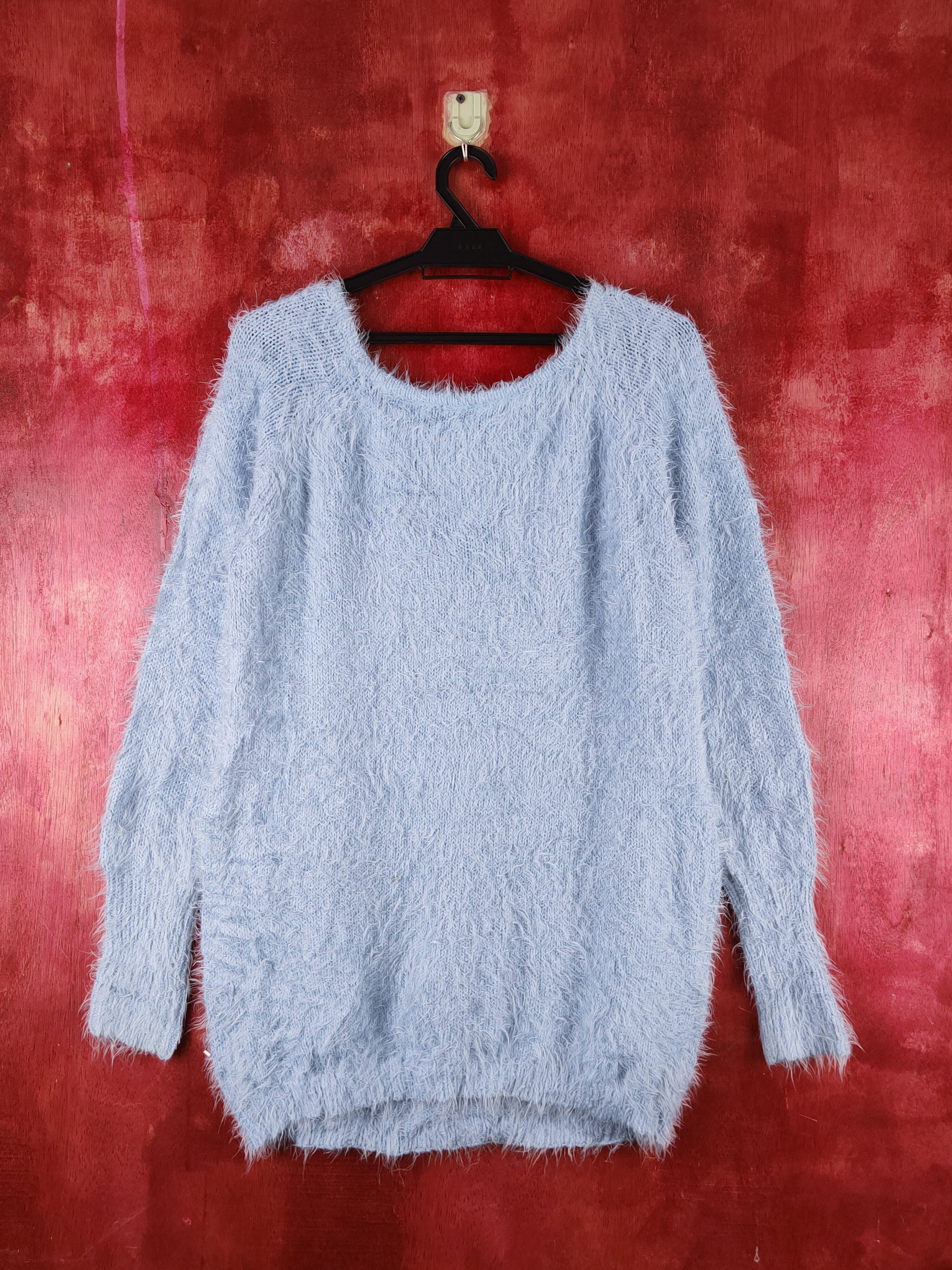 Japanese Brand Gorge Blue Shag Shaggy Fur Mohair Knitwear #S1928 Size M / US 6-8 / IT 42-44 - 7 Thumbnail