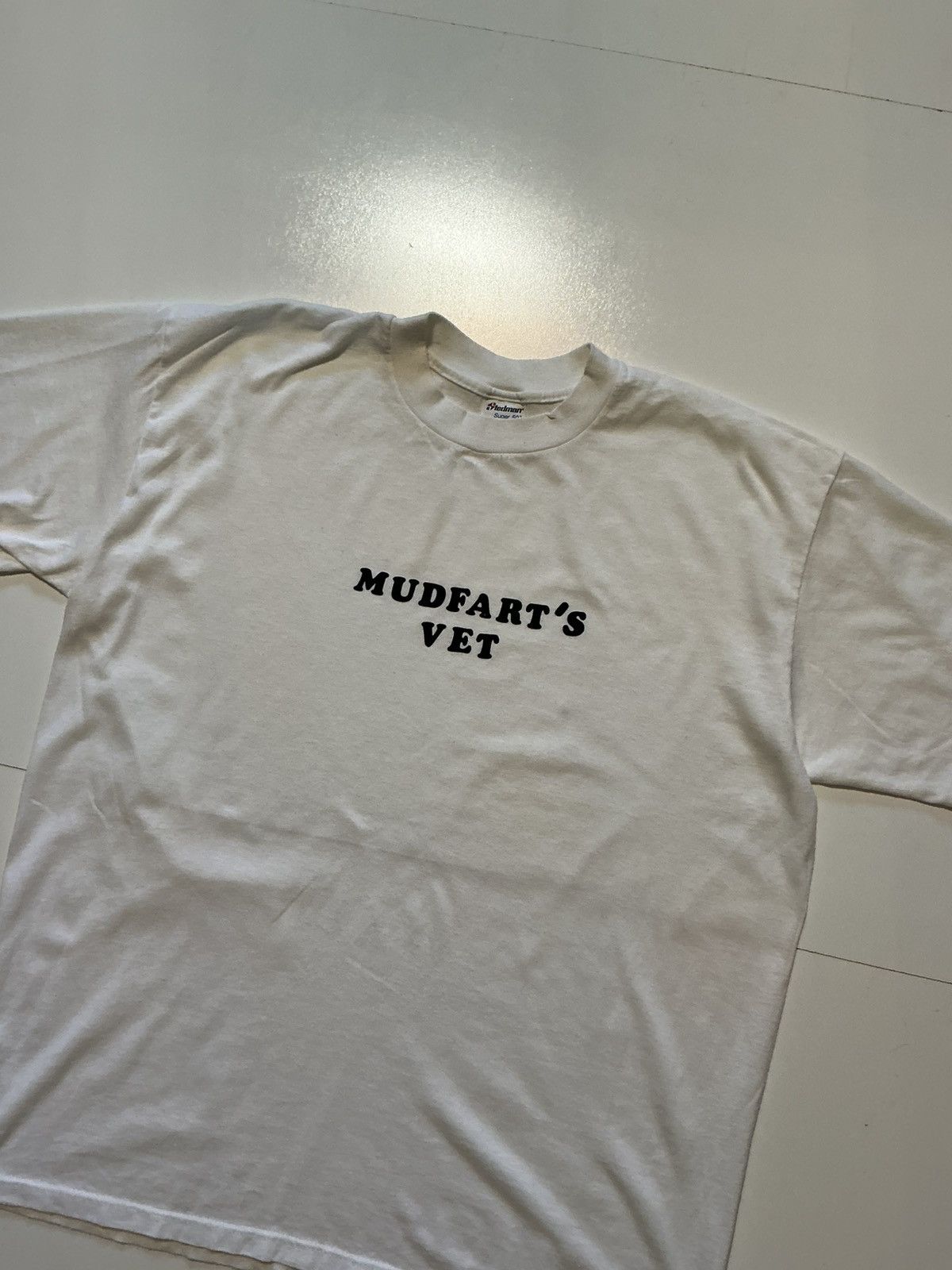 Vintage Vintage Stedman Super 50 Mudfarts Vet Felt Letter T-Shirt Size US XL / EU 56 / 4 - 4 Thumbnail