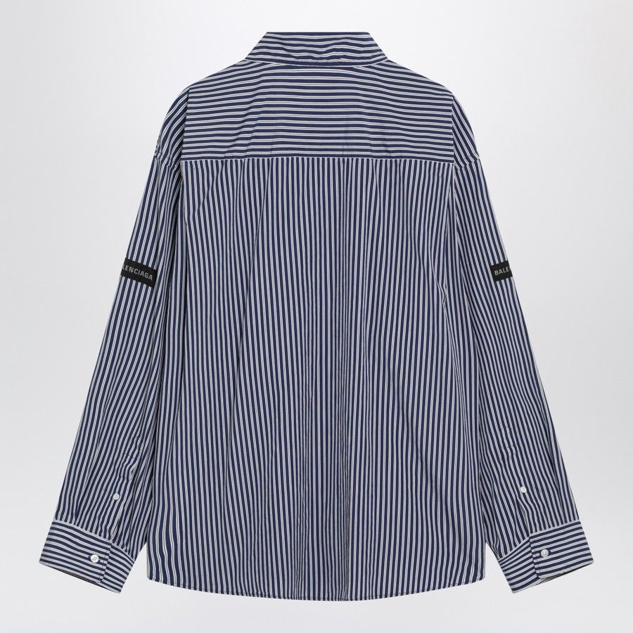 Balenciaga o1d2blof0226 Oversize Striped Shirt in Navy Blue Size US XS / EU 42 / 0 - 2 Thumbnail