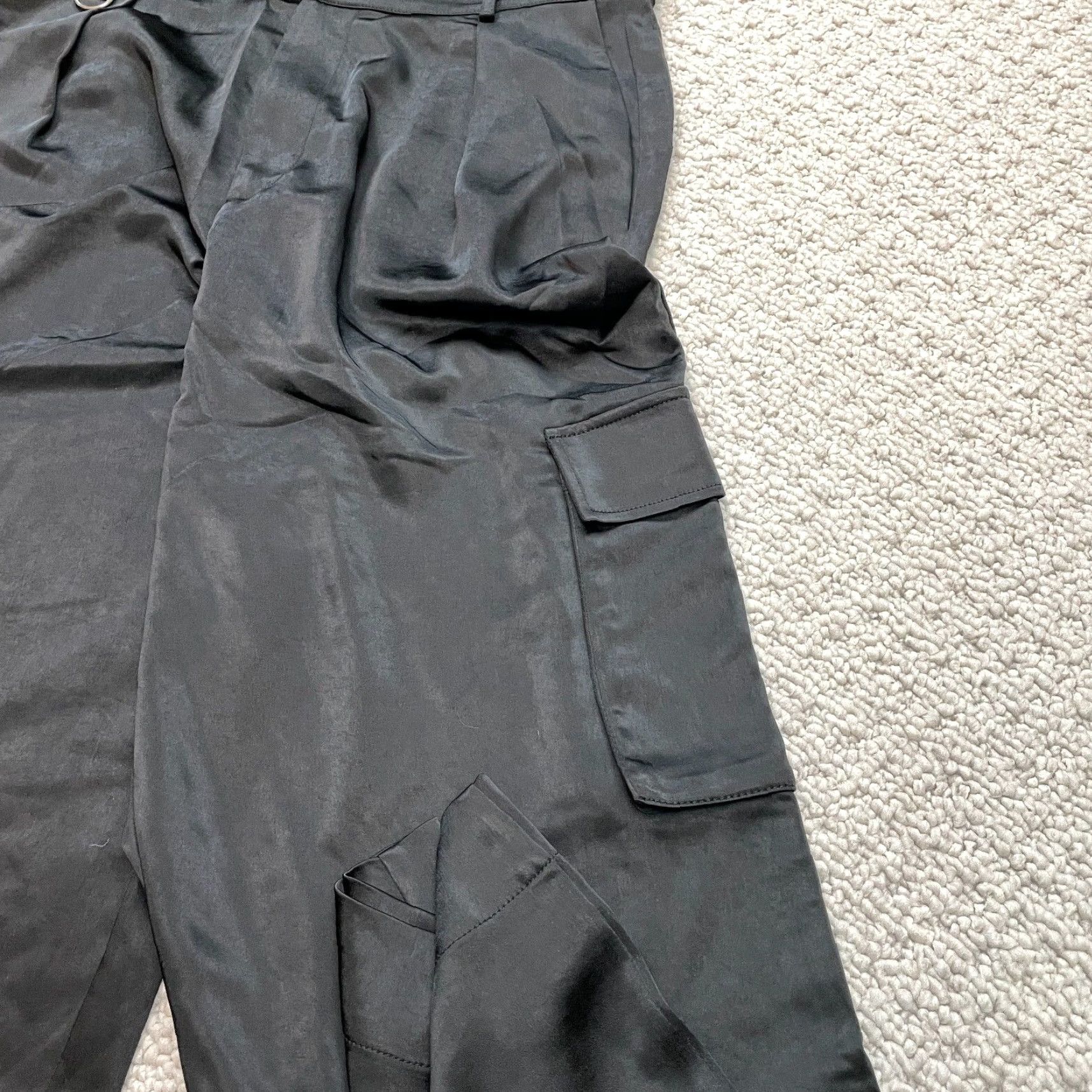 Vintage LNA Shine Cargo Pants Womens XL Black Wide Leg Pockets Slacks 36x30 New NWD Size 40" / US 18 - 7 Thumbnail