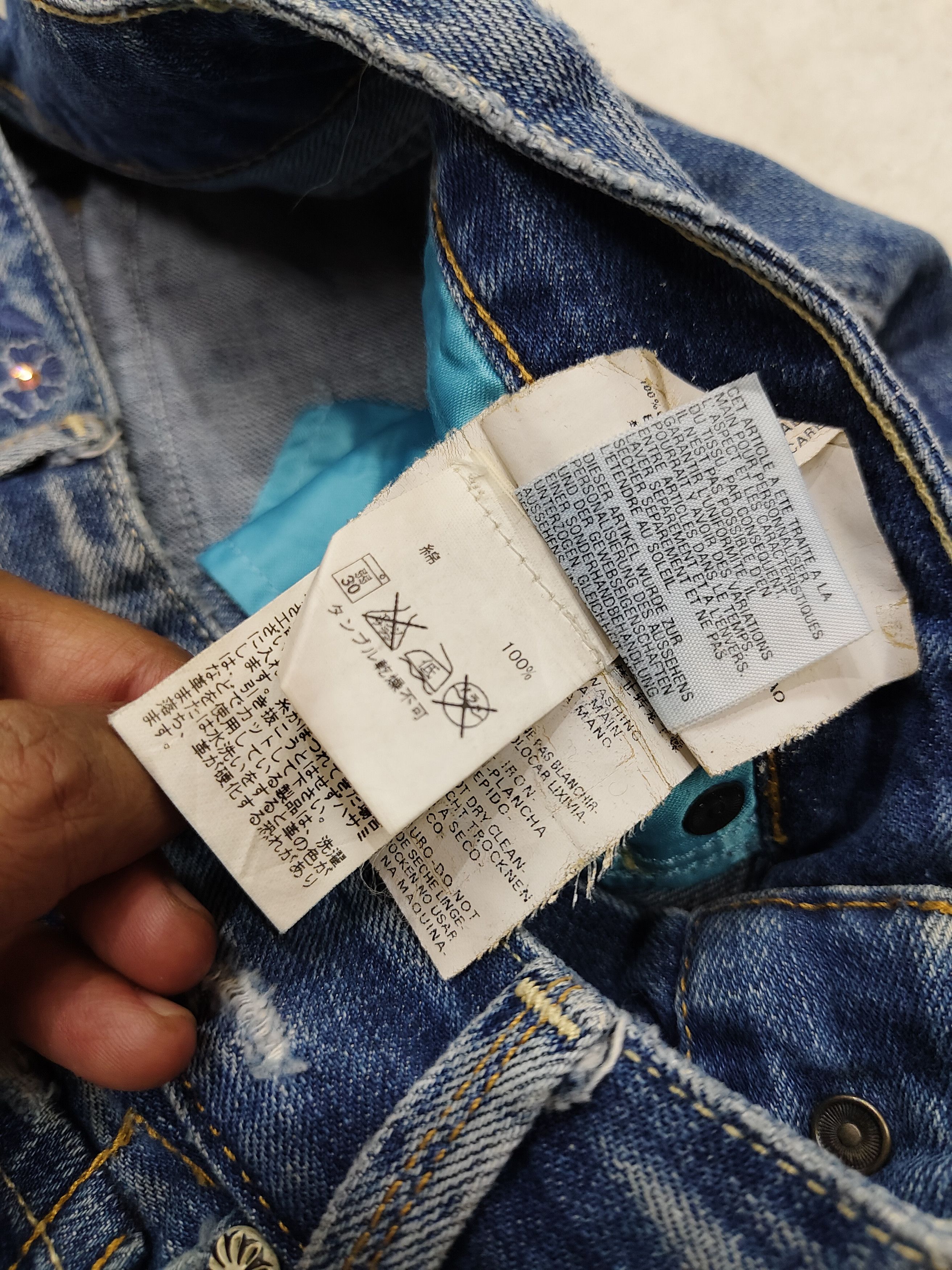 Japanese Brand 🔥Vtg Replay 🔥 Pearl Y2K Distressed Jeans Size 28" / US 6 / IT 42 - 9 Thumbnail