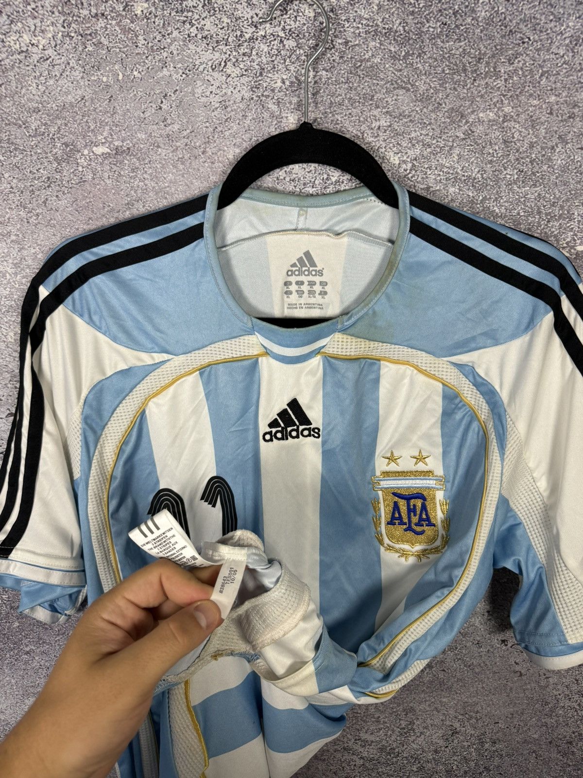 Adidas TEVEZ Argentina National Team 2006 Adidas Soccer Jersey Size US XL / EU 56 / 4 - 14 Thumbnail