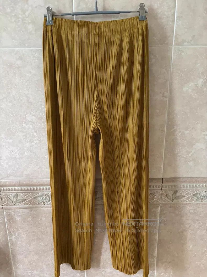 Issey Miyake Issey Miyake Ginger yellow pleated straight-leg pants Size 25" / US 0 / IT 36 - 3 Thumbnail