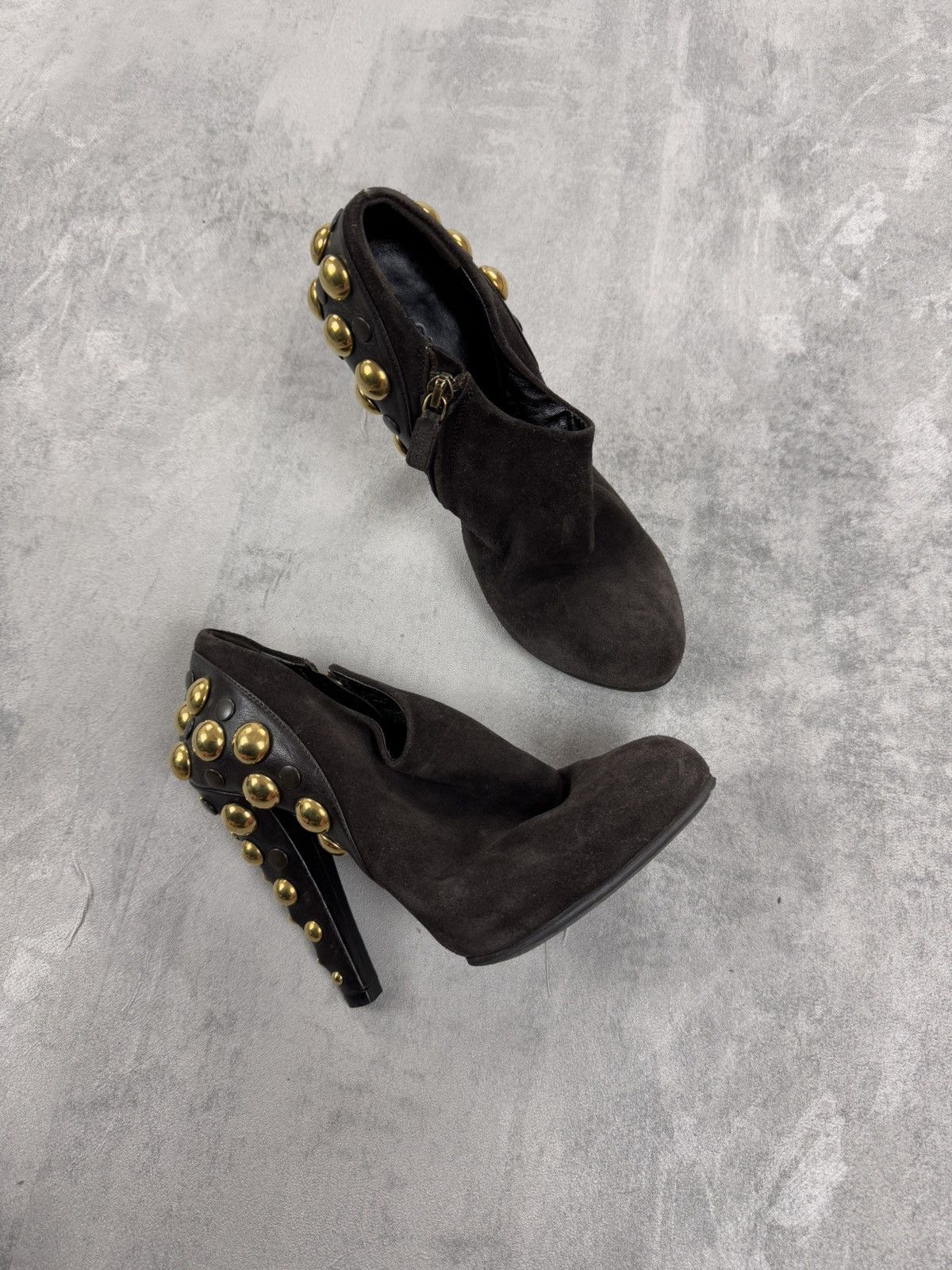 Gucci Gucci Suede Heels Leather Brown Studded Shoes 208394 Size US 6 / IT 36 - 2 Thumbnail