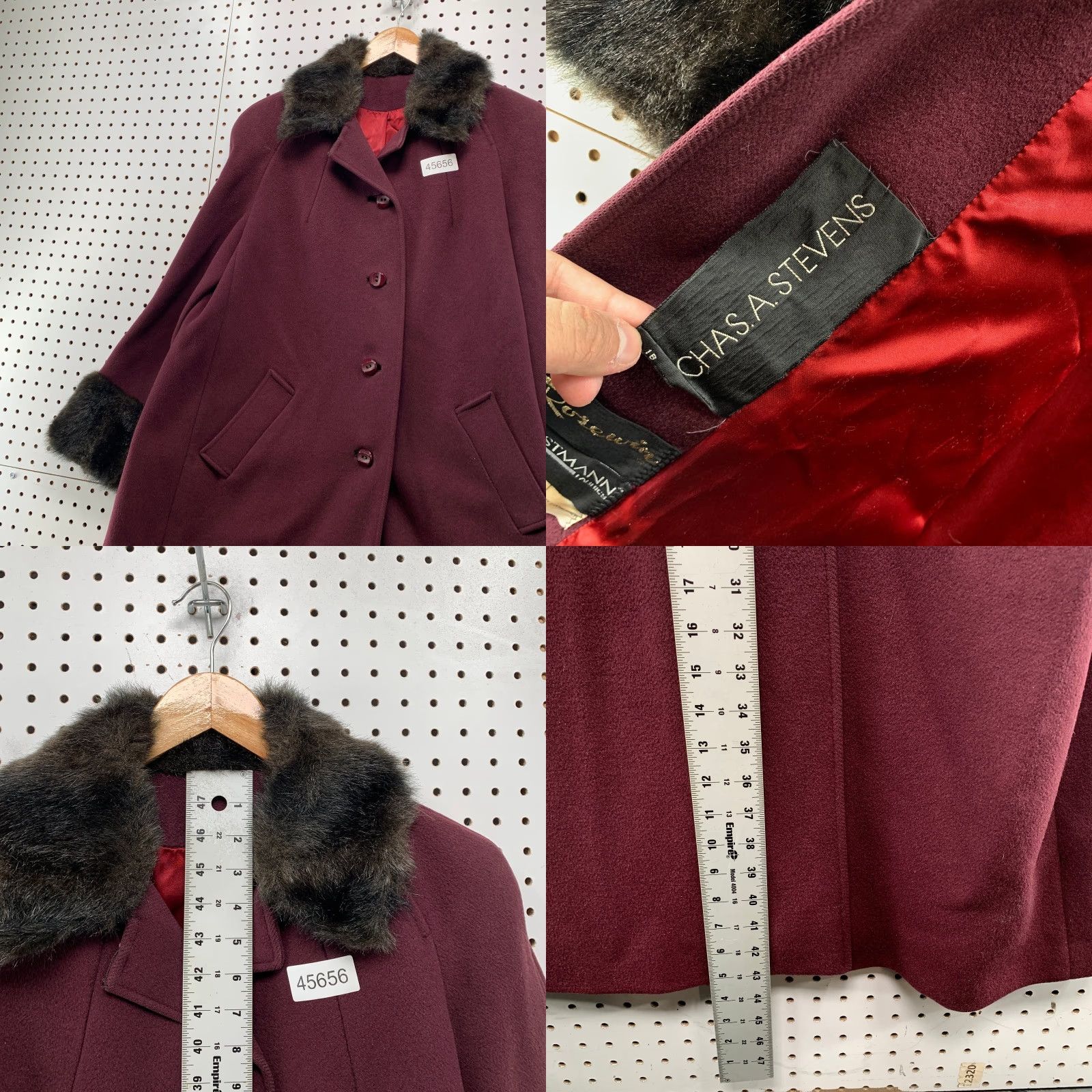 Vintage VINTAGE Forstmann Coat Womens XL Maroon 100% Wool Faux Fur Trim Overcoat Trench Long Sleeve Dry Clean Only Size XL / US 12-14 / IT 48-50 - 8 Thumbnail