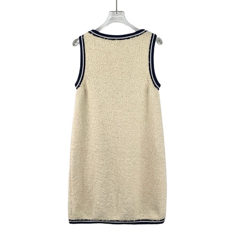 Chanel Chanel Beige striped cotton round-neck sleeveless tweed dre Size XS / US 0-2 / IT 36-38 - 2 Thumbnail