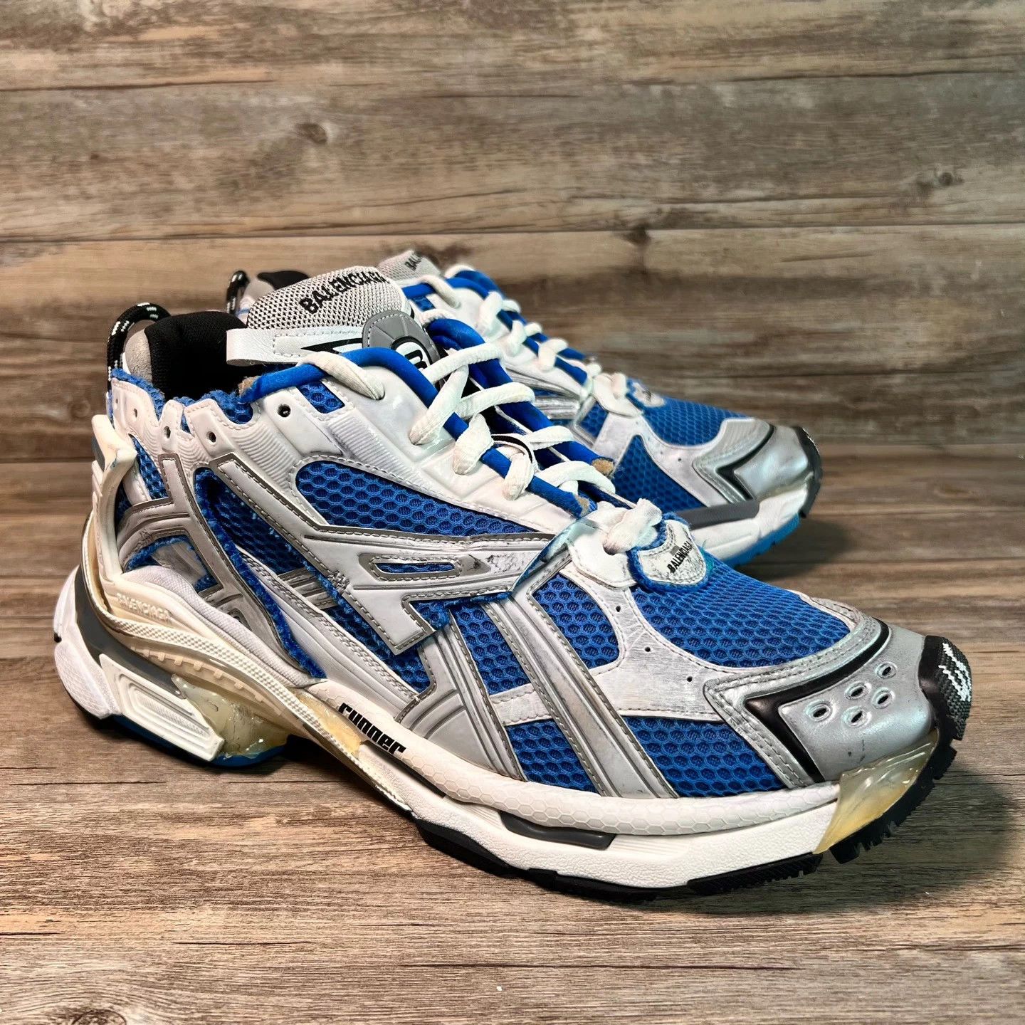 Balenciaga Balenciaga Runner White Blue 45 98 New Size US 12 / EU 45 - 2 Thumbnail