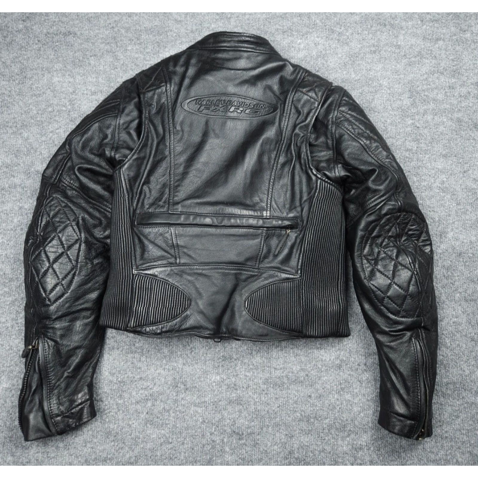 Harley Davidson Harley-Davidson FXRG Leather Jacket Women's Small Black Padded Motorcycle Zipped Pockets FXRG Size S / US 4 / IT 40 - 2 Thumbnail