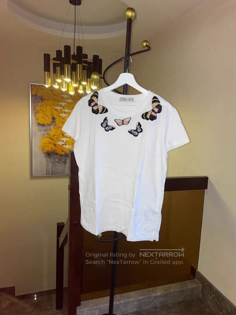 Valentino Valentino Butterfly embroidered short sleeves Size L / US 10 / IT 46 - 1 Thumbnail