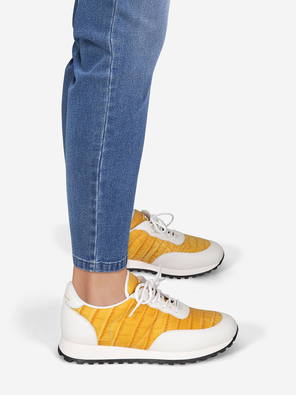 Giuseppe Zanotti Mustard Leather Jimi Running Trainers Shoes in Yellow, Women's (Size 9)