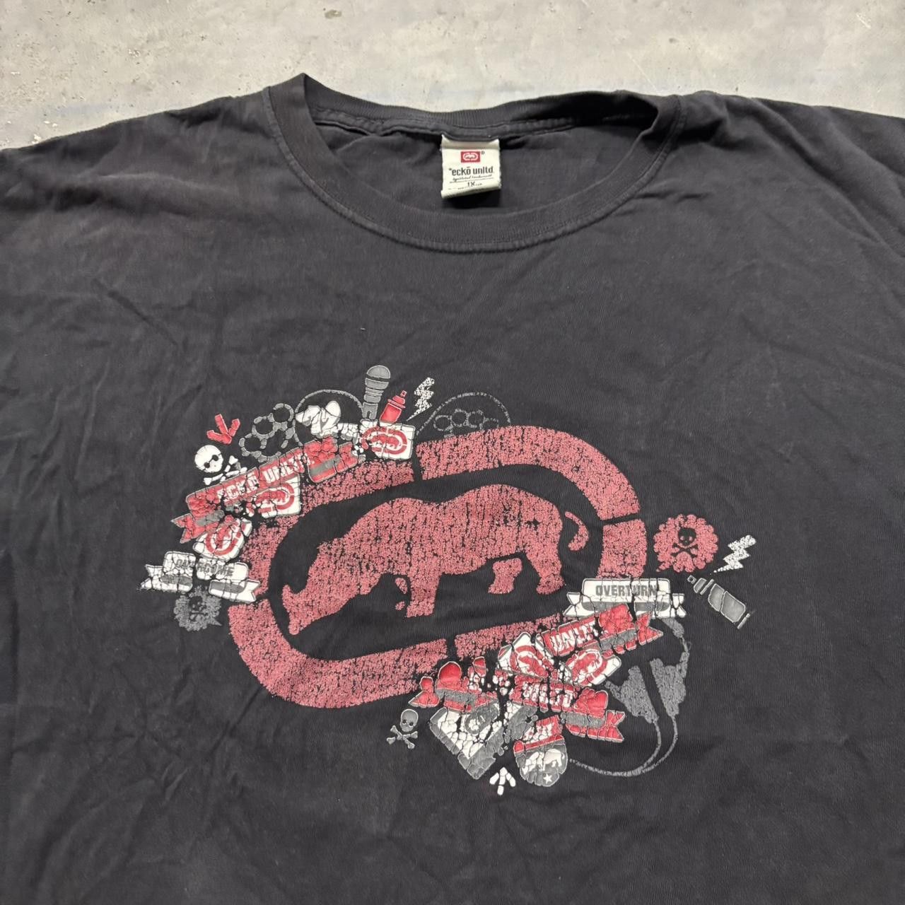 Ecko Unltd. × Vintage Vintage Y2K/2000s Faded Grunge Cyber Goth Ecko Skater Graphic Tee! Size US XL / EU 56 / 4 - 2 Thumbnail