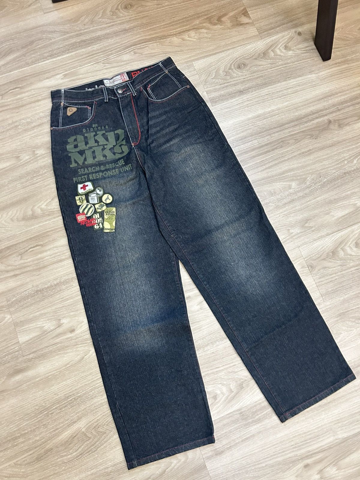Vintage Akademiks "First Response Unit" Patches Baggy Jeans Size US 34 / EU 50 - 2 Thumbnail