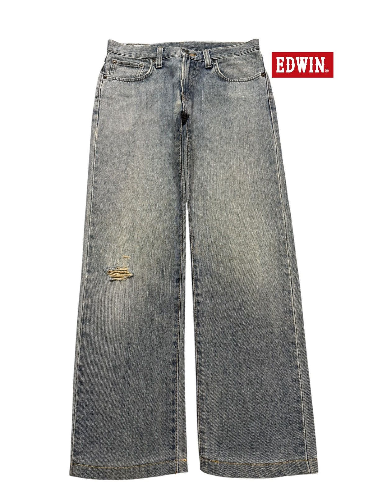 Edwin Vintage 90s Edwin 403 Faded Wash Distress Regular Straight Size US 31 - 1 Thumbnail