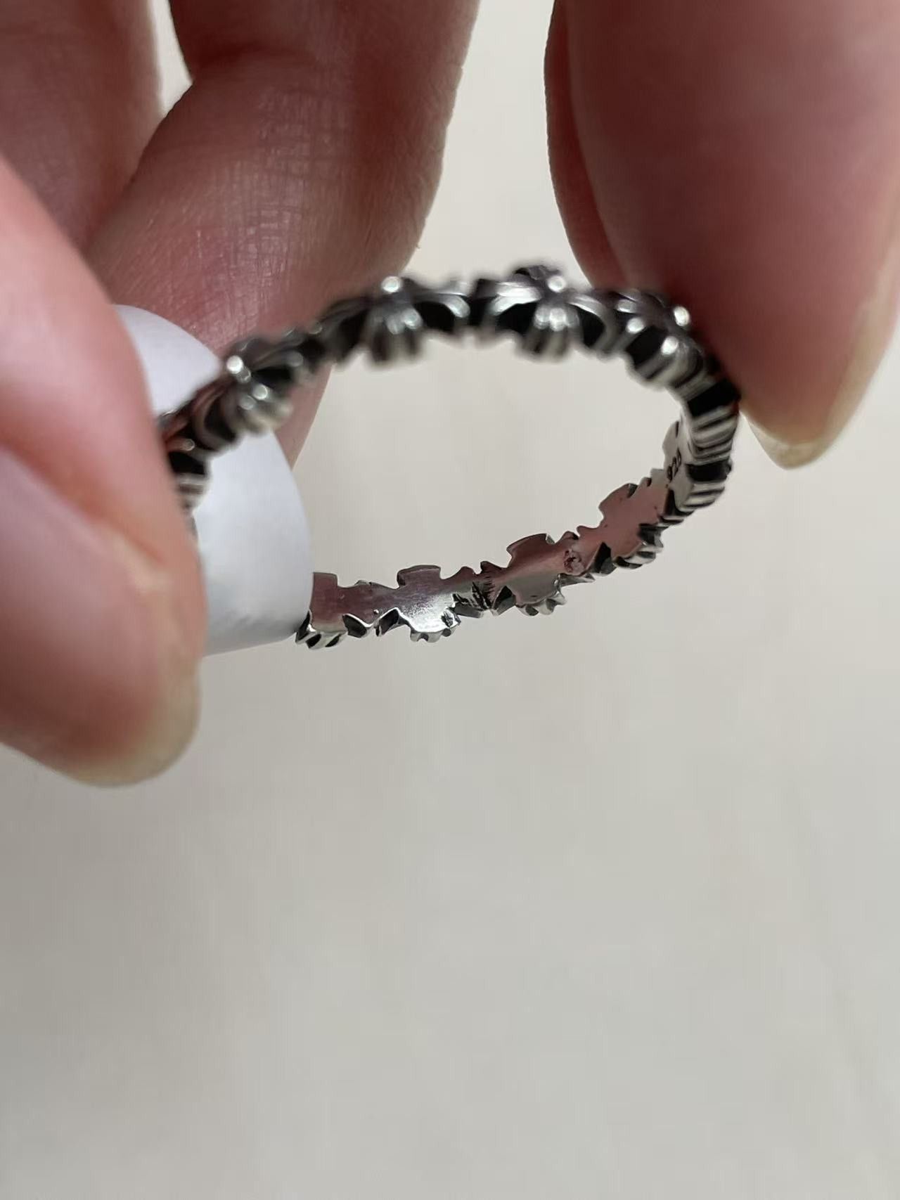 Chrome Hearts Chrome Hearts Silver Tiny E Plus Band Ring Size ONE SIZE - 8 Thumbnail