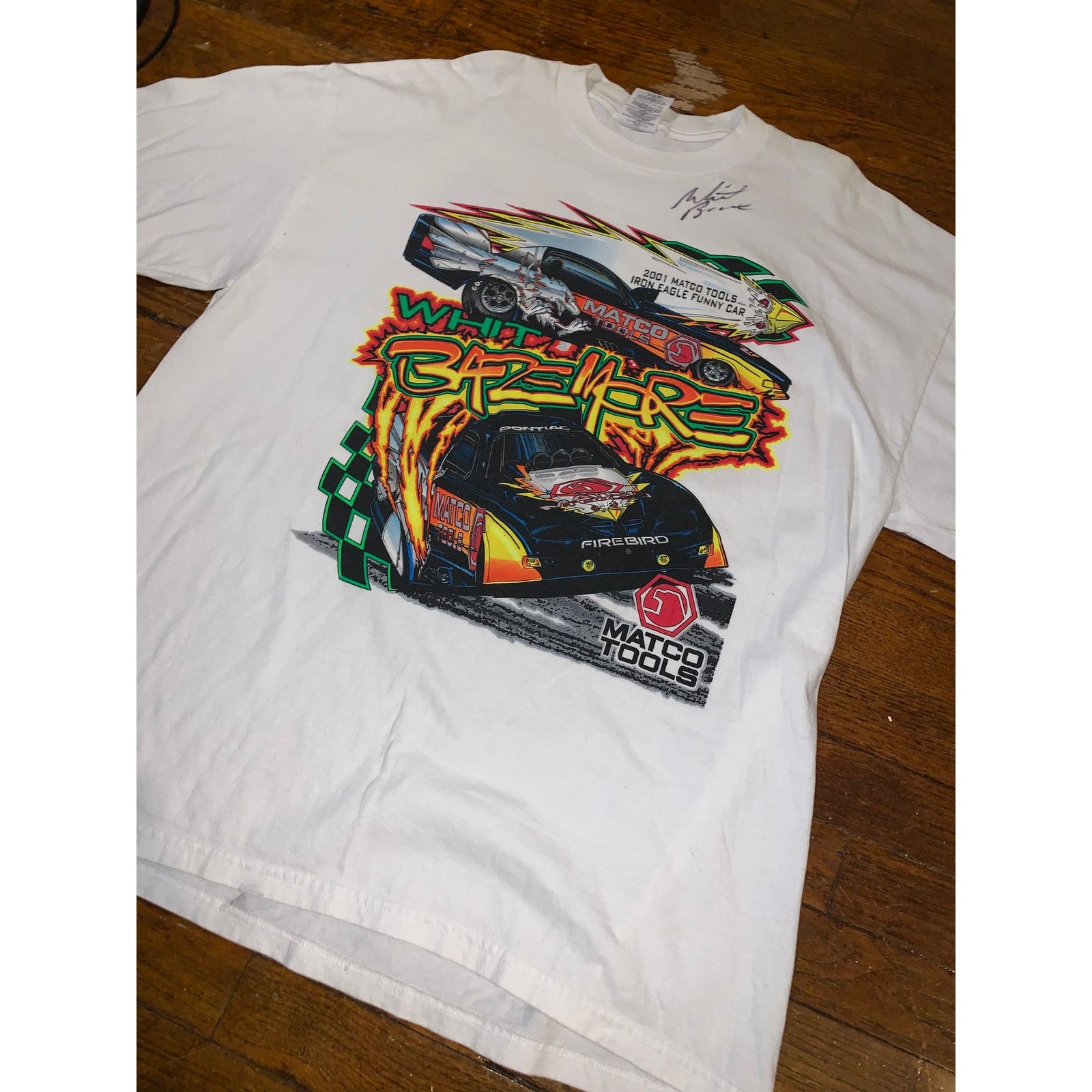 Other × Vintage 2001 Whit Bazemore Matco Iron Eagle T Shirt XL Signed NHRA Size US XL / EU 56 / 4 - 7 Thumbnail