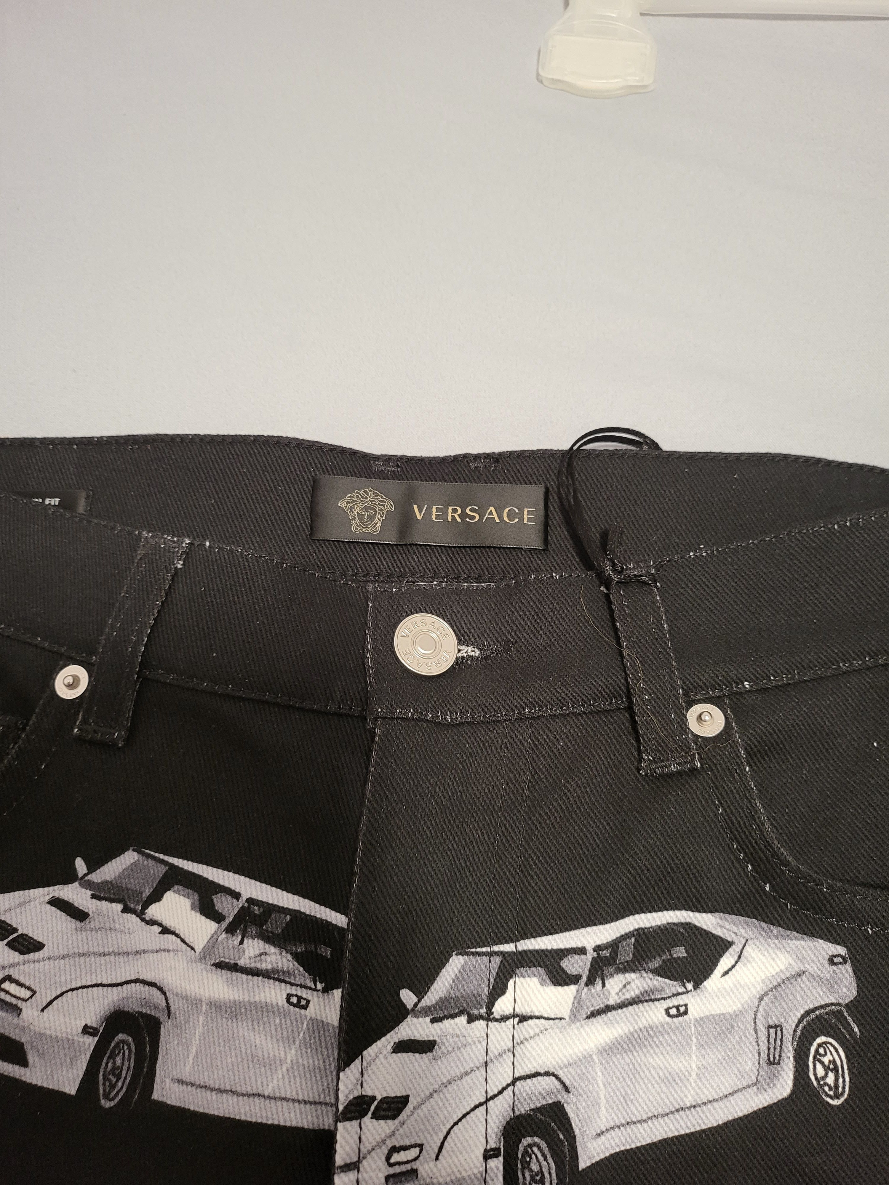 Versace 18CM Car Print Cotton-Blend Jeans Size US 32 / EU 48 - 3 Thumbnail