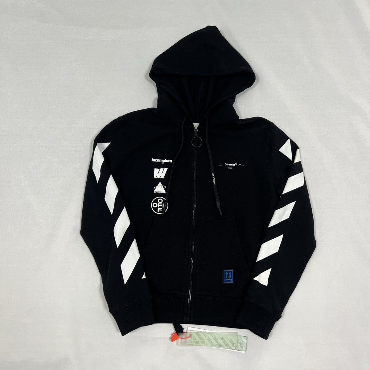 image of Off White Off-White Fw19 Mariana De Silva Zip-Up Hoodie in Black, Men's (Size XS)